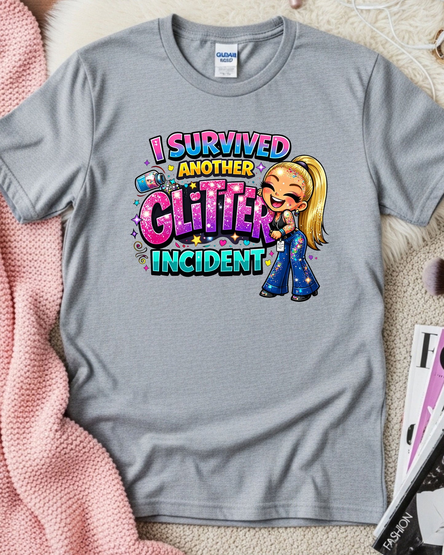 Glitter Incident Shirt Funny Crafting Tee Sparkly Chaos Graphic T‑Shirt Cute Glitter Lover Top