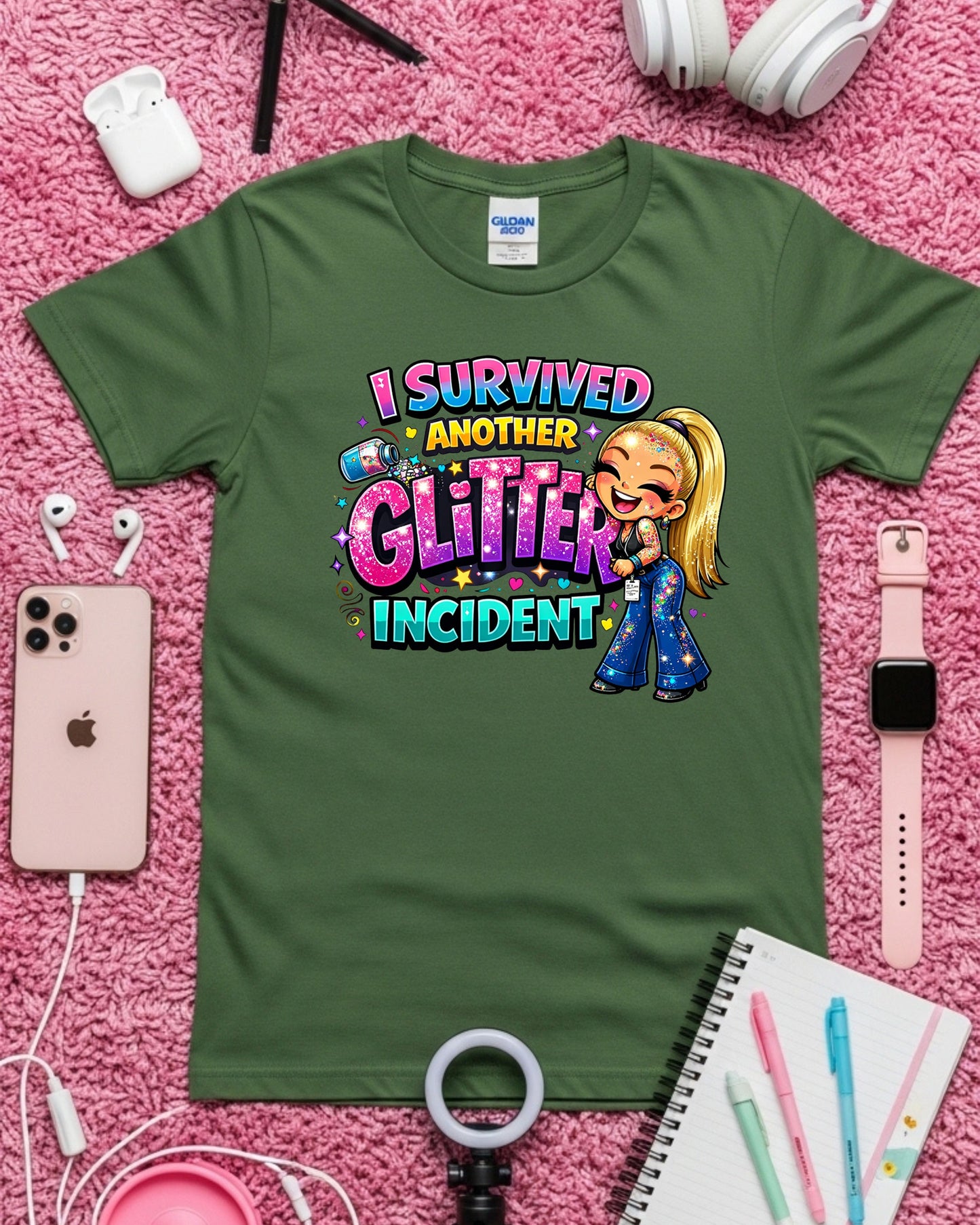 Glitter Incident Shirt Funny Crafting Tee Sparkly Chaos Graphic T‑Shirt Cute Glitter Lover Top