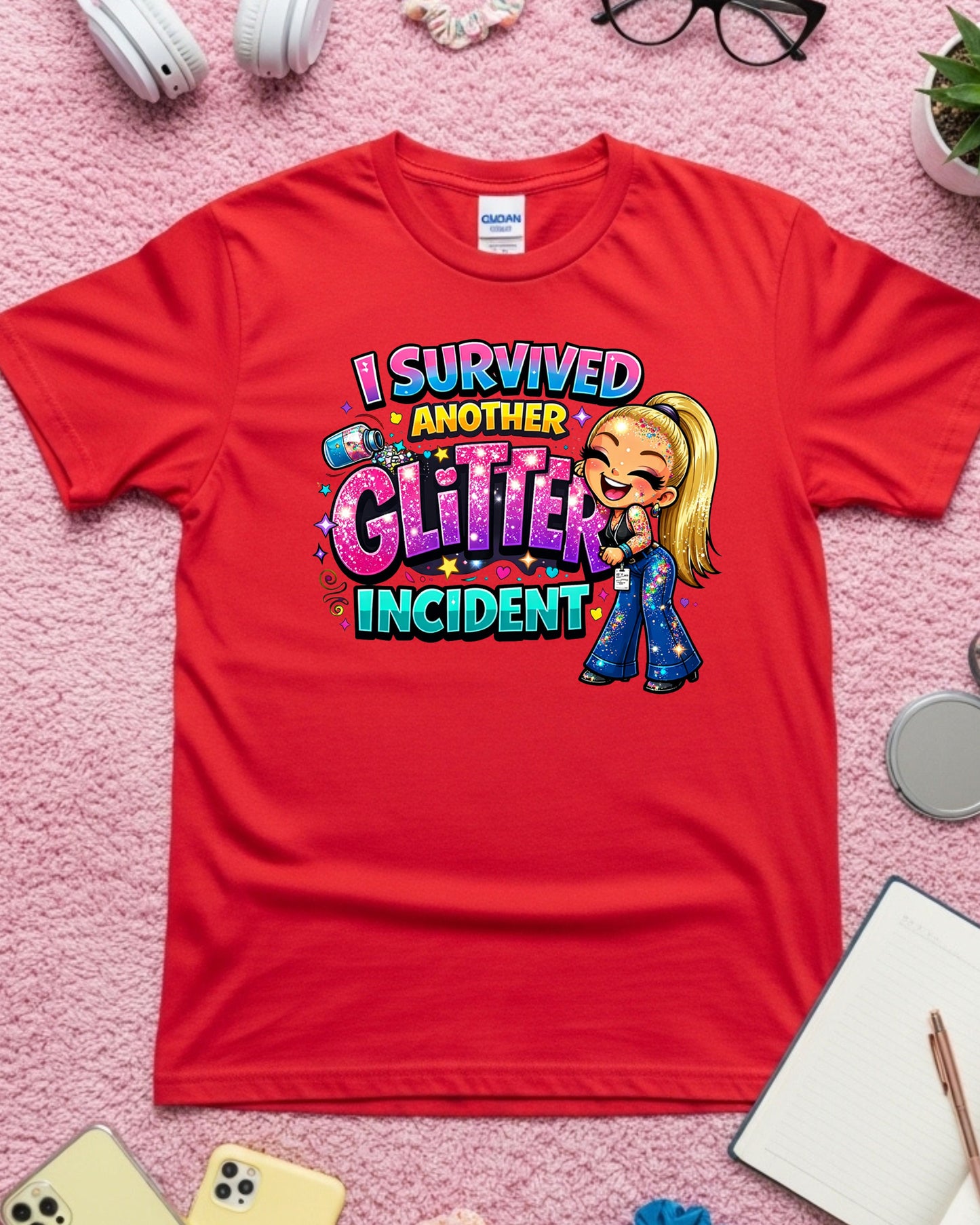 Glitter Incident Shirt Funny Crafting Tee Sparkly Chaos Graphic T‑Shirt Cute Glitter Lover Top