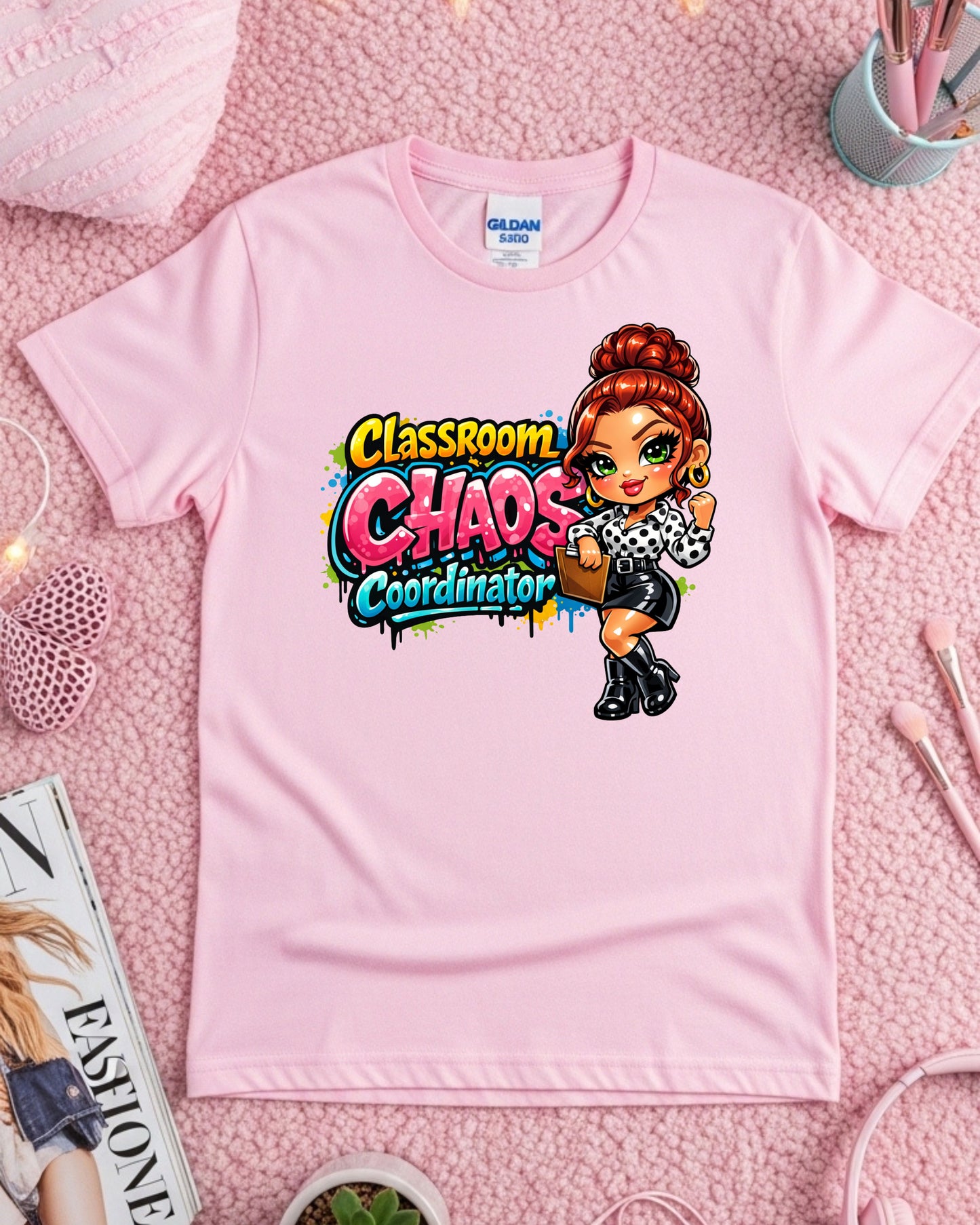 Classroom Chaos Coordinator Shirt Funny Teacher Tee Cute Cartoon Educator T‑Shirt Colourful School Humour Top