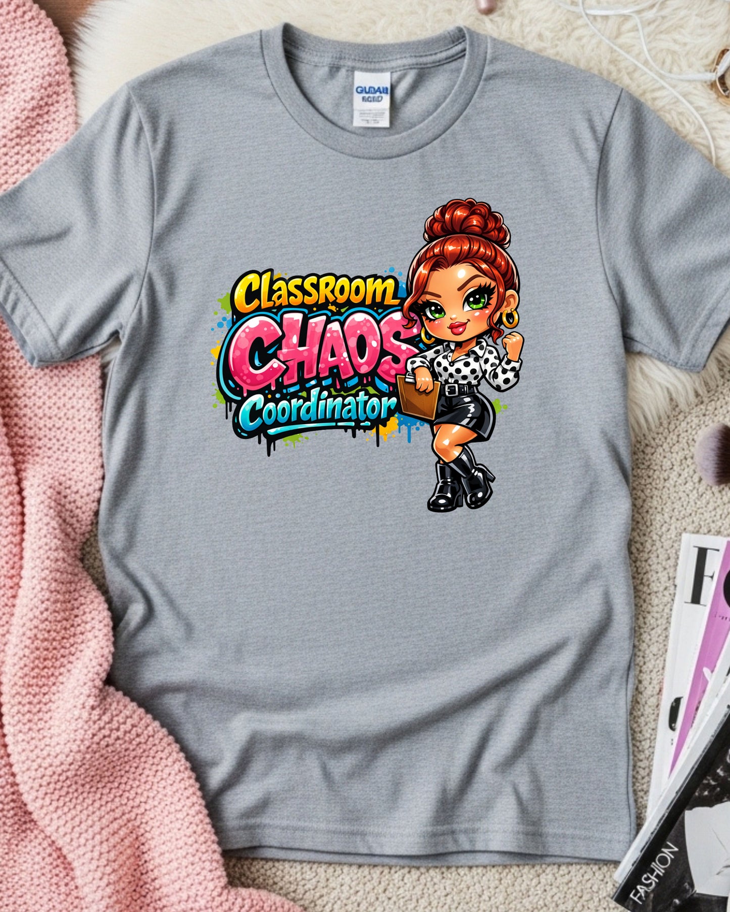 Classroom Chaos Coordinator Shirt Funny Teacher Tee Cute Cartoon Educator T‑Shirt Colourful School Humour Top