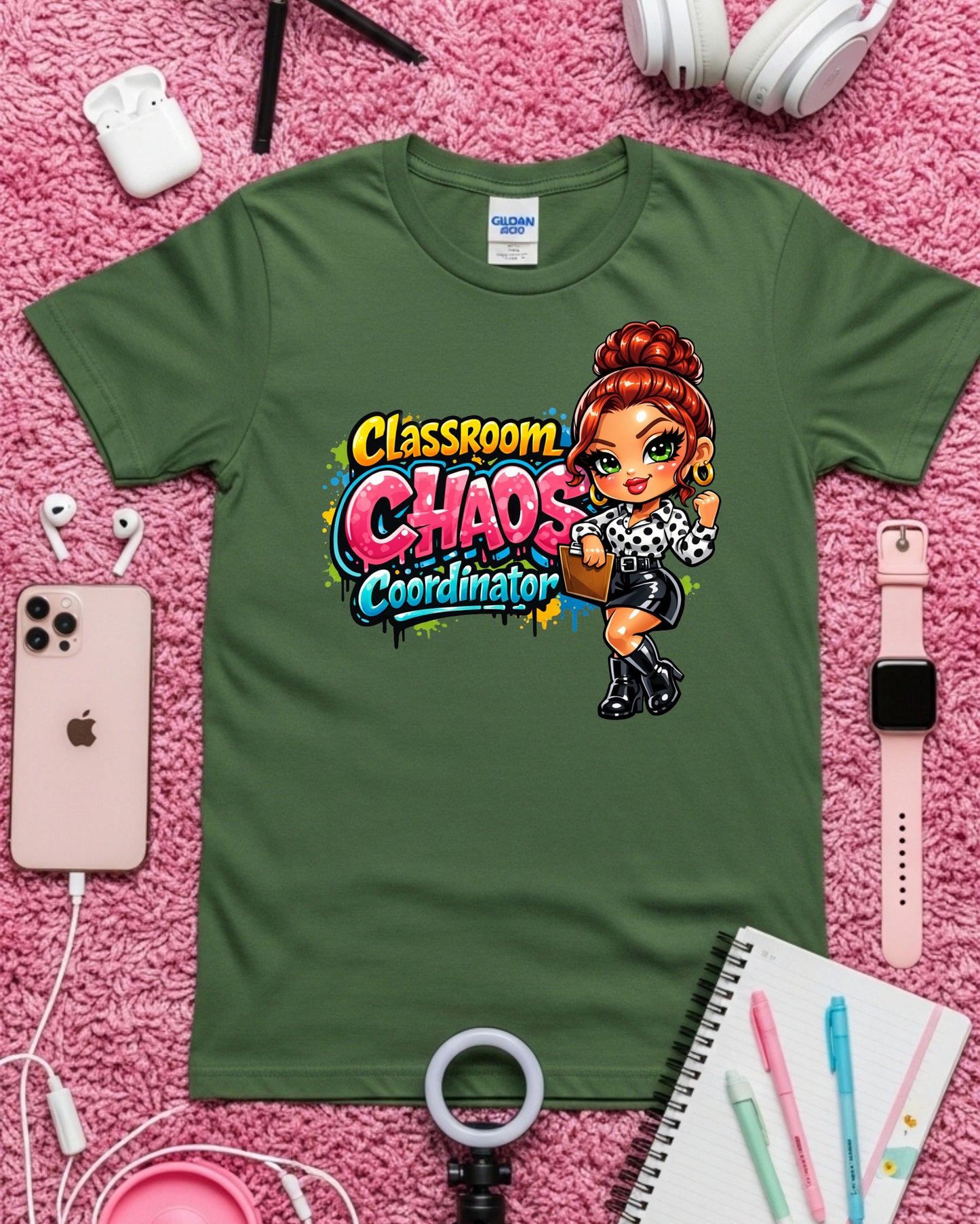 Classroom Chaos Coordinator Shirt Funny Teacher Tee Cute Cartoon Educator T‑Shirt Colourful School Humour Top