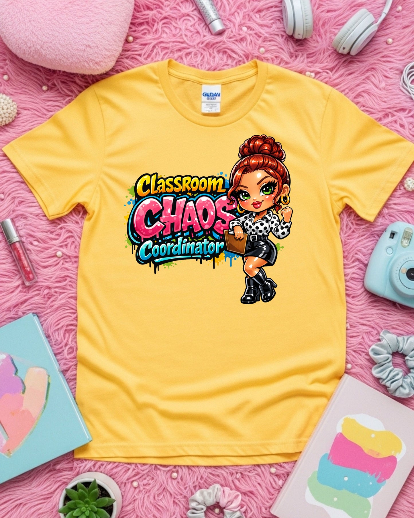 Classroom Chaos Coordinator Shirt Funny Teacher Tee Cute Cartoon Educator T‑Shirt Colourful School Humour Top