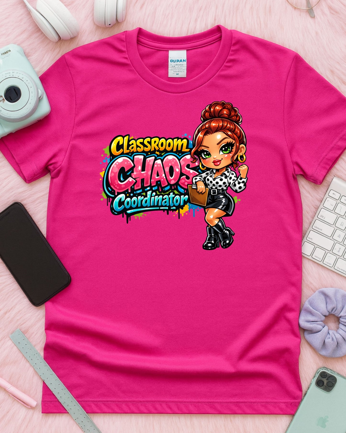 Classroom Chaos Coordinator Shirt Funny Teacher Tee Cute Cartoon Educator T‑Shirt Colourful School Humour Top