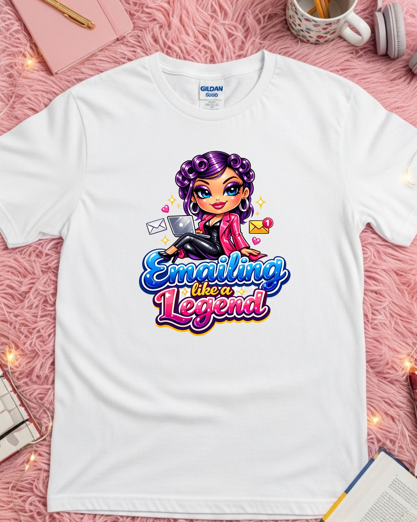 Emailing Like a Legend Shirt • Funny Office Tee • Cute Admin Assistant T‑Shirt • Work From Home Graphic Top
