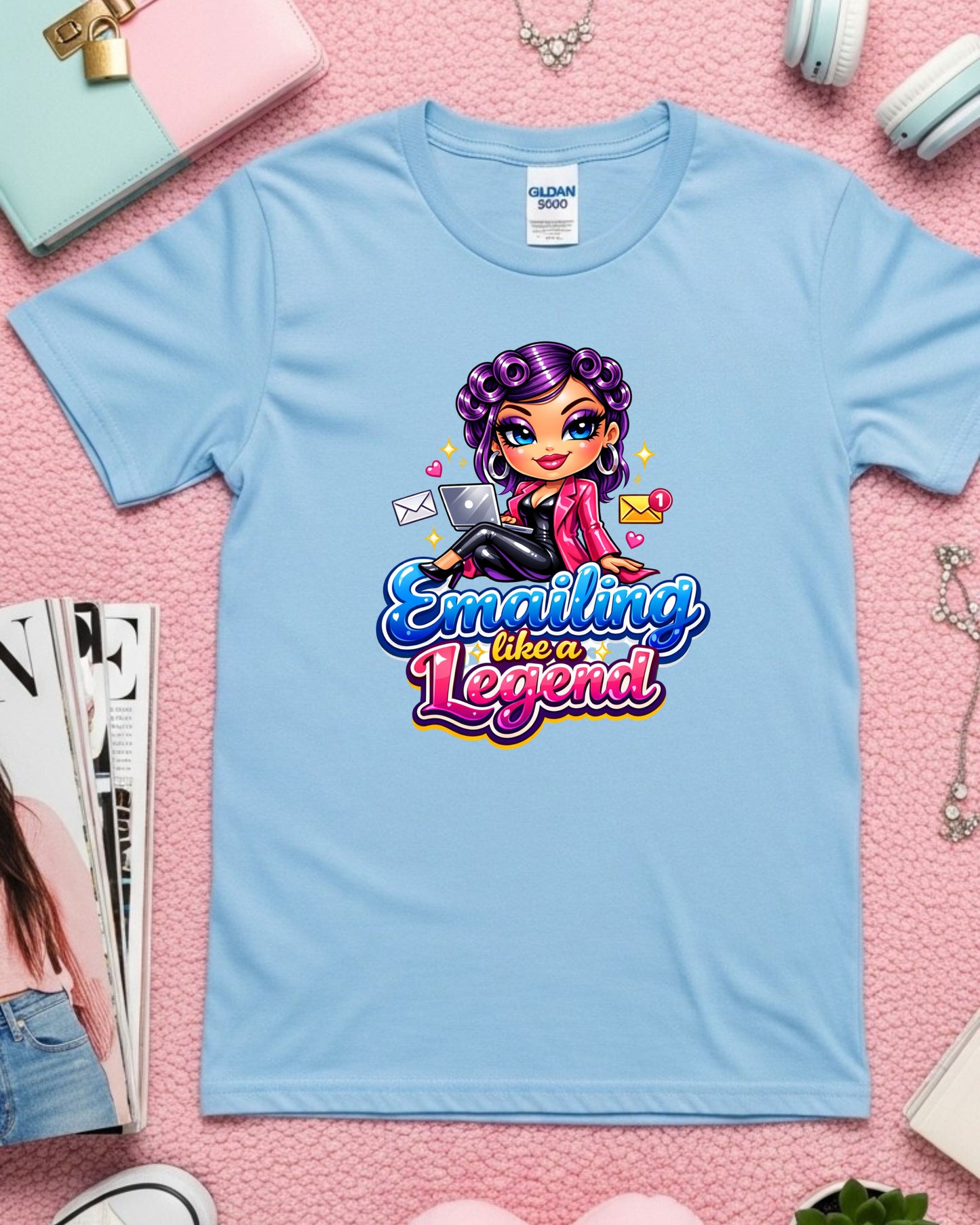 Emailing Like a Legend Shirt • Funny Office Tee • Cute Admin Assistant T‑Shirt • Work From Home Graphic Top