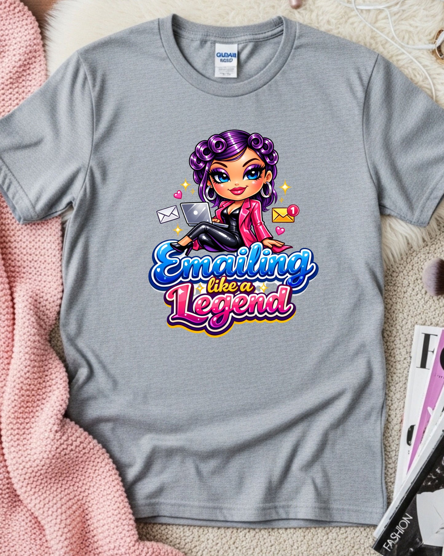 Emailing Like a Legend Shirt • Funny Office Tee • Cute Admin Assistant T‑Shirt • Work From Home Graphic Top