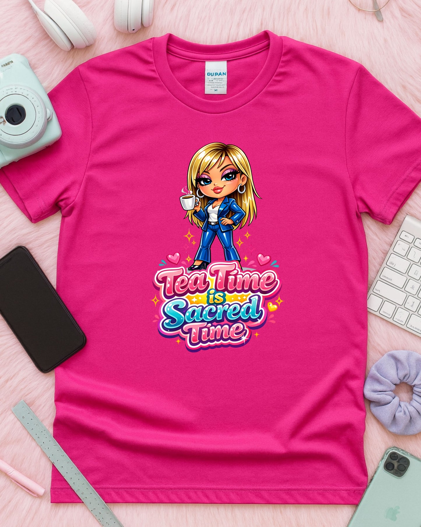 Tea Time Is Sacred Time Shirt Cozy Self‑Care Tee Cute Tea Lover Graphic T‑Shirt Relaxation Aesthetic Top Mindfulness Gift for Women