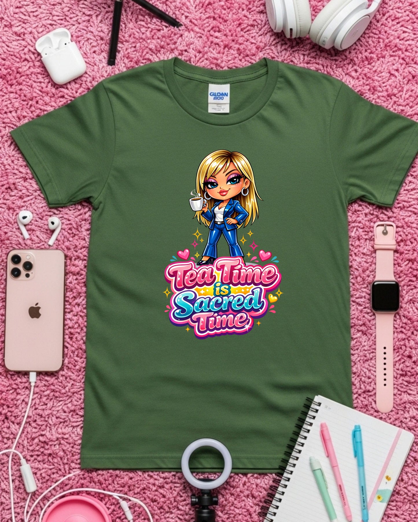 Tea Time Is Sacred Time Shirt Cozy Self‑Care Tee Cute Tea Lover Graphic T‑Shirt Relaxation Aesthetic Top Mindfulness Gift for Women