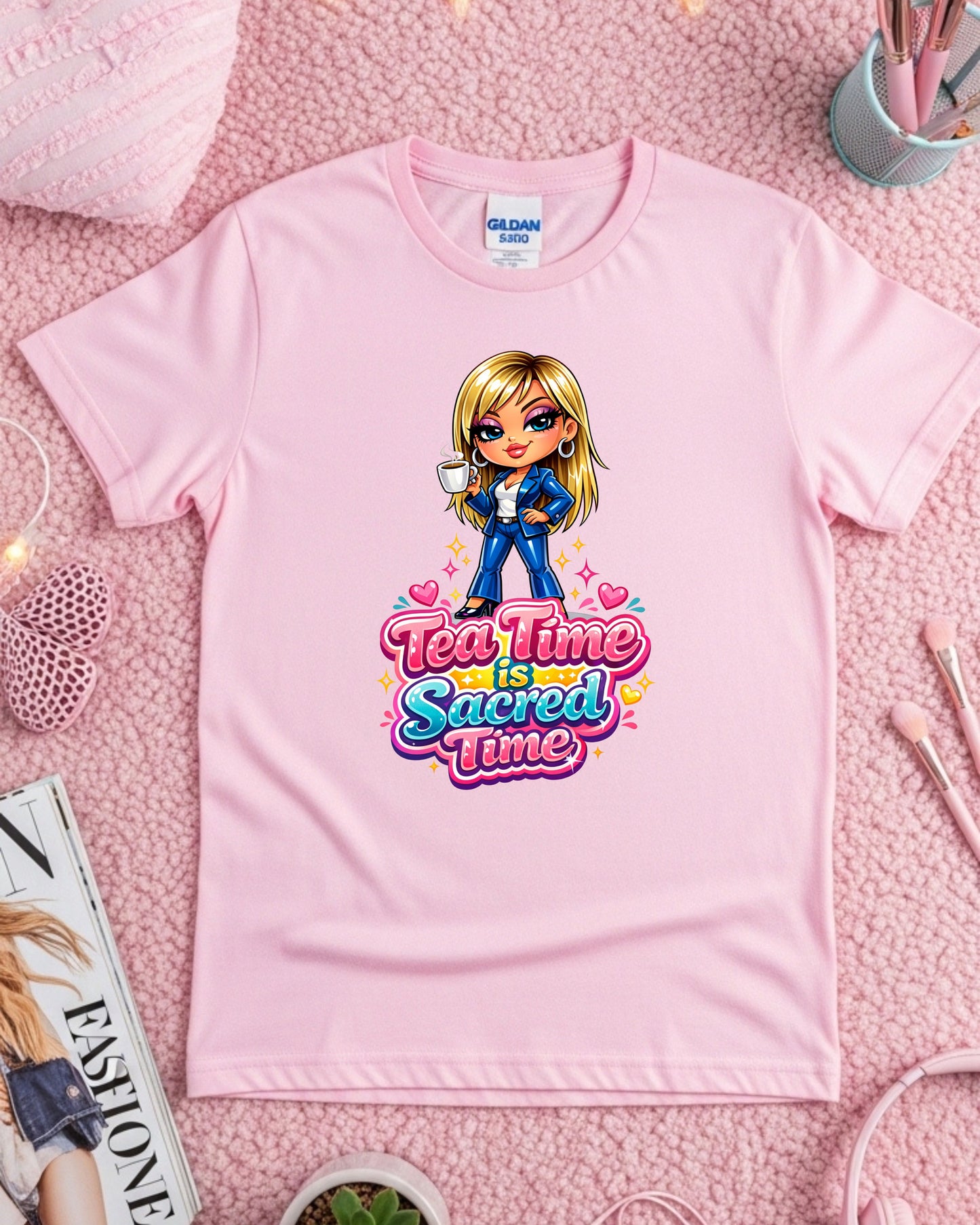 Tea Time Is Sacred Time Shirt Cozy Self‑Care Tee Cute Tea Lover Graphic T‑Shirt Relaxation Aesthetic Top Mindfulness Gift for Women