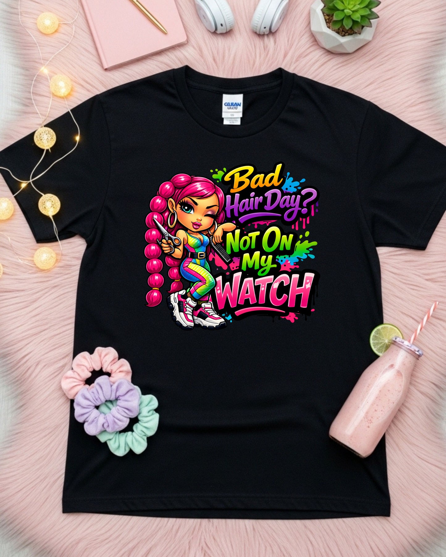 Bad Hair Day Shirt Funny Hairstylist Tee Colourful Salon Stylist T‑Shirt Braider Graphic Top Cosmetologist Gift