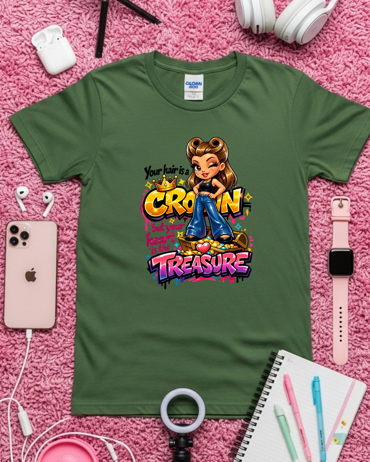 Your Hair Is a Crown Shirt Positive Stylist Tee Self‑Love Beauty T‑Shirt Empowering Hair Artist Top Inspirational Gift for Women