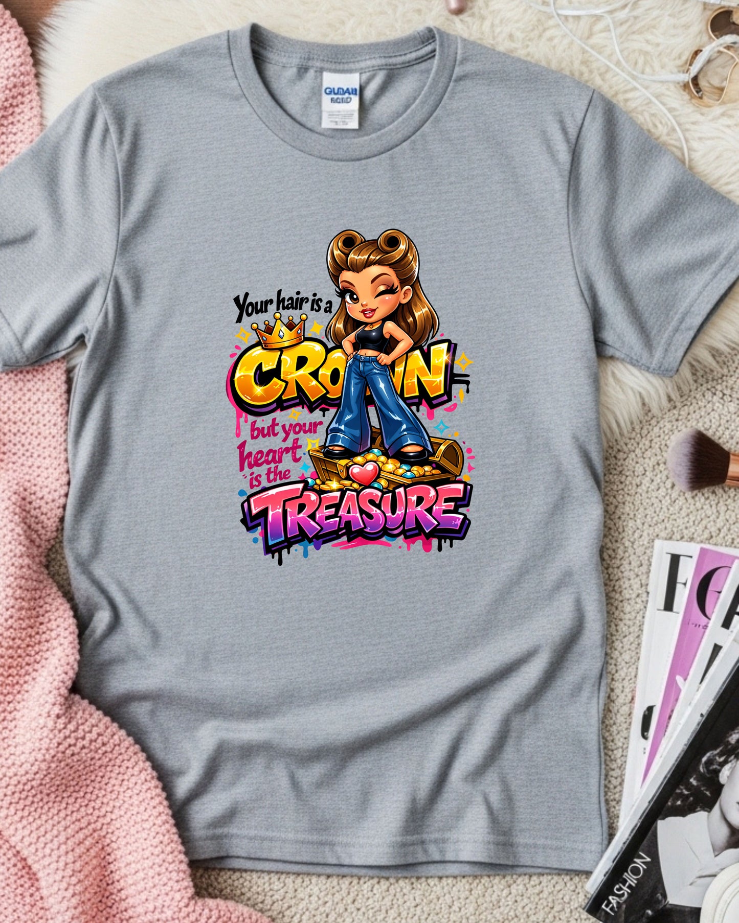 Your Hair Is a Crown Shirt Positive Stylist Tee Self‑Love Beauty T‑Shirt Empowering Hair Artist Top Inspirational Gift for Women