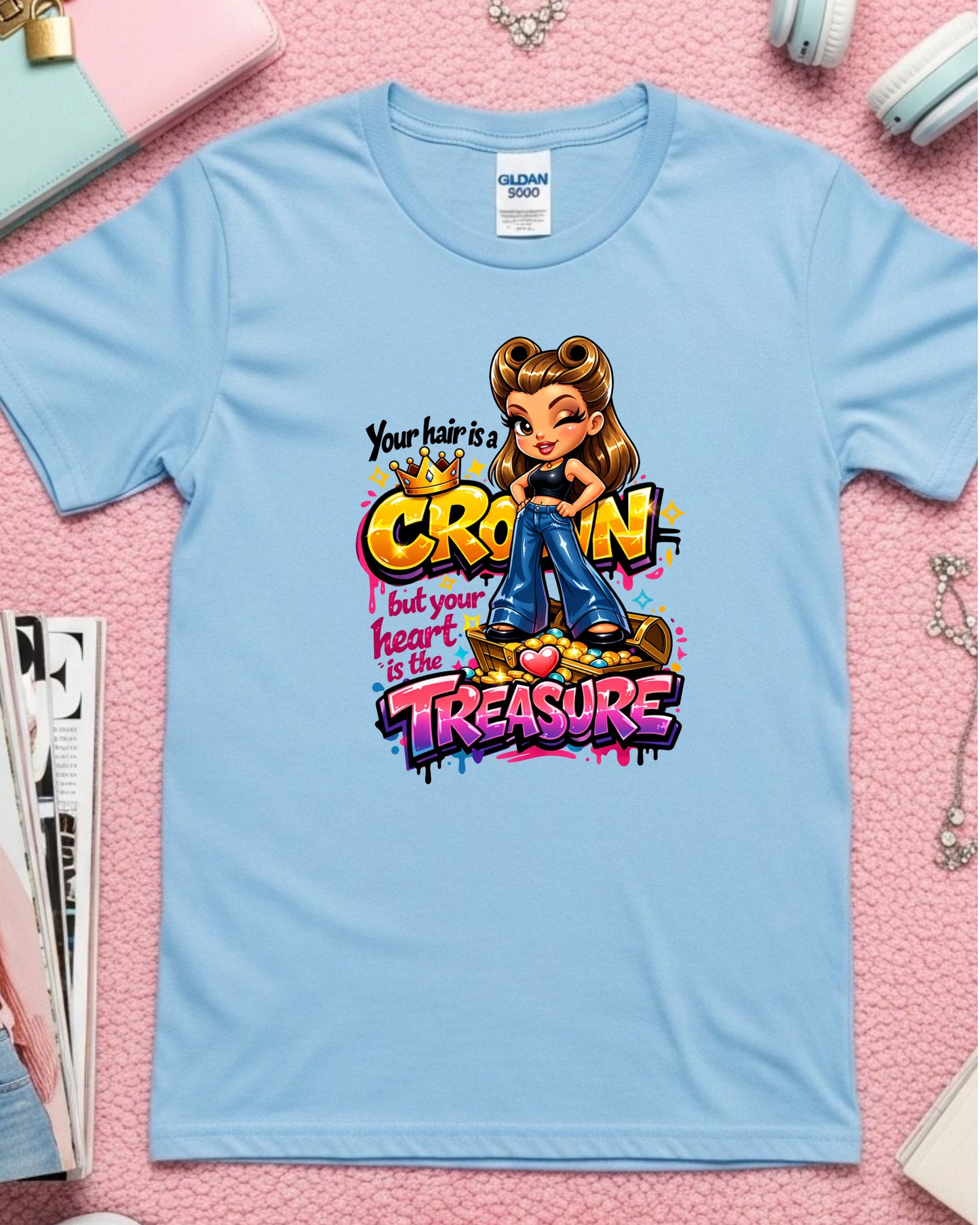 Your Hair Is a Crown Shirt Positive Stylist Tee Self‑Love Beauty T‑Shirt Empowering Hair Artist Top Inspirational Gift for Women
