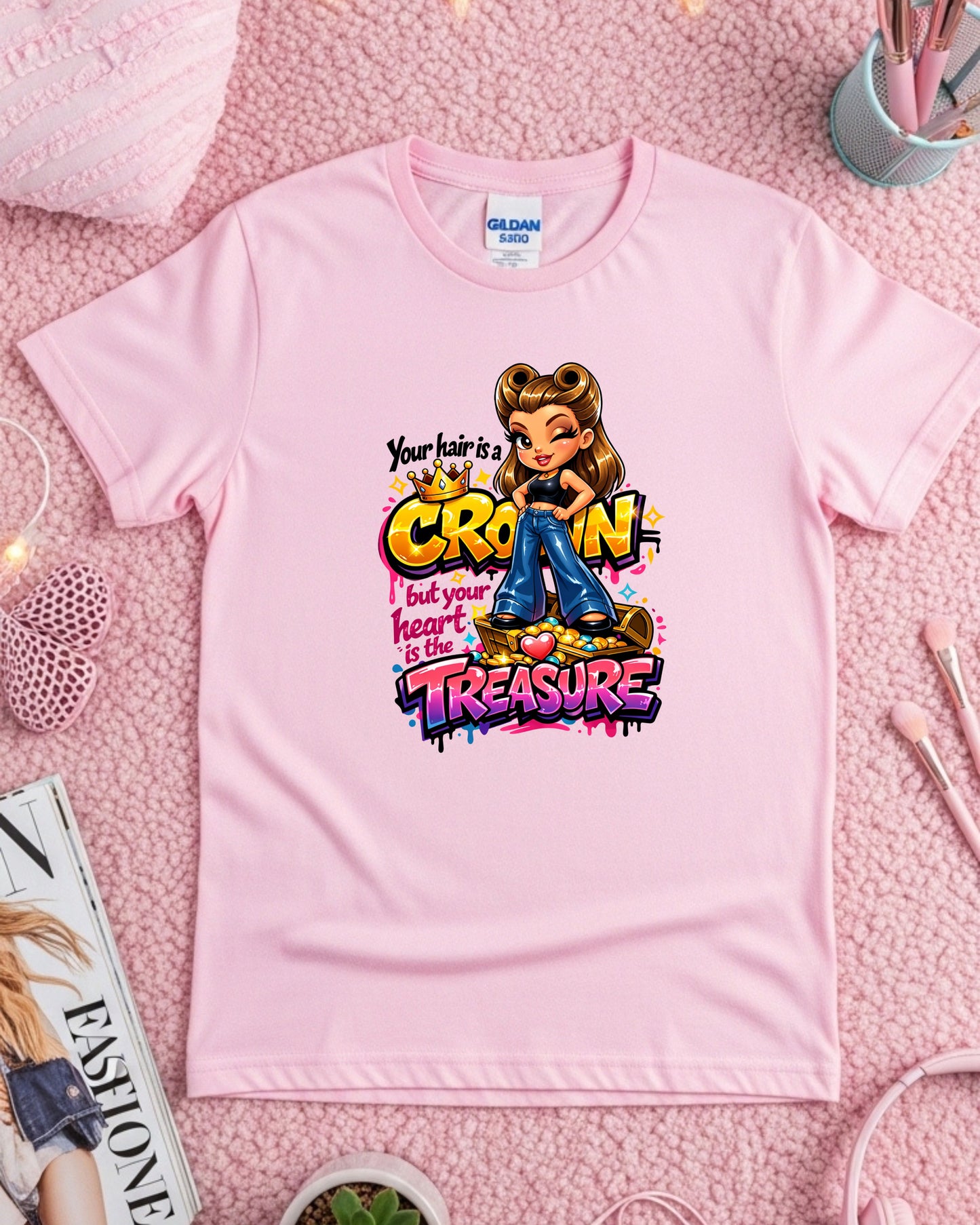 Your Hair Is a Crown Shirt Positive Stylist Tee Self‑Love Beauty T‑Shirt Empowering Hair Artist Top Inspirational Gift for Women