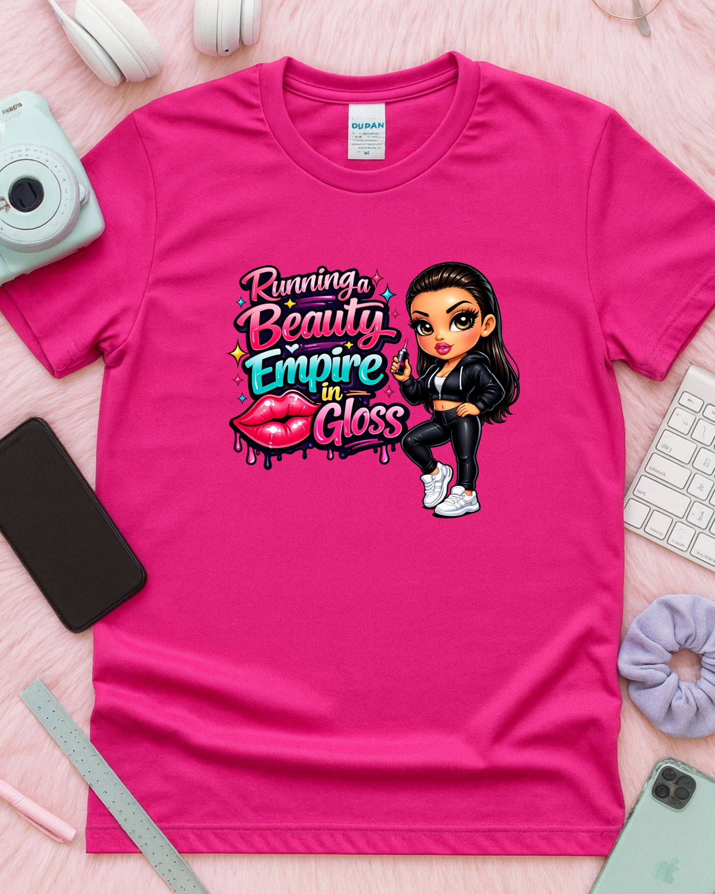 Running a Beauty Empire in Gloss Shirt Glam Boss Babe Tee Makeup & Beauty Entrepreneur T‑Shirt Glossy Girl Graphic Top Beauty Business Gift