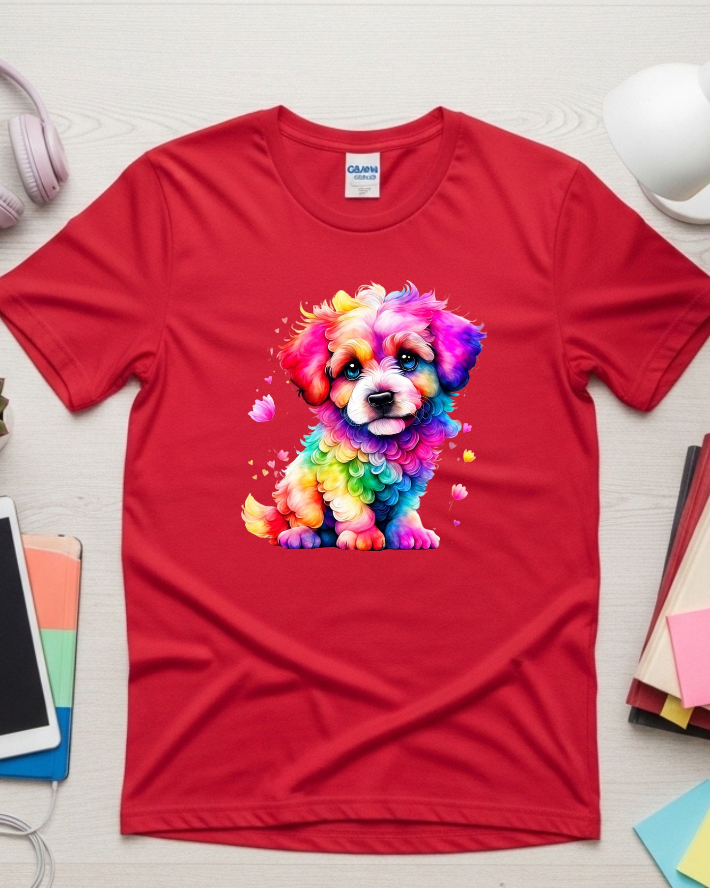 Rainbow Puppy T‑Shirt – Colourful Cute Dog Graphic, Bright Multicolour Pet Lover Design