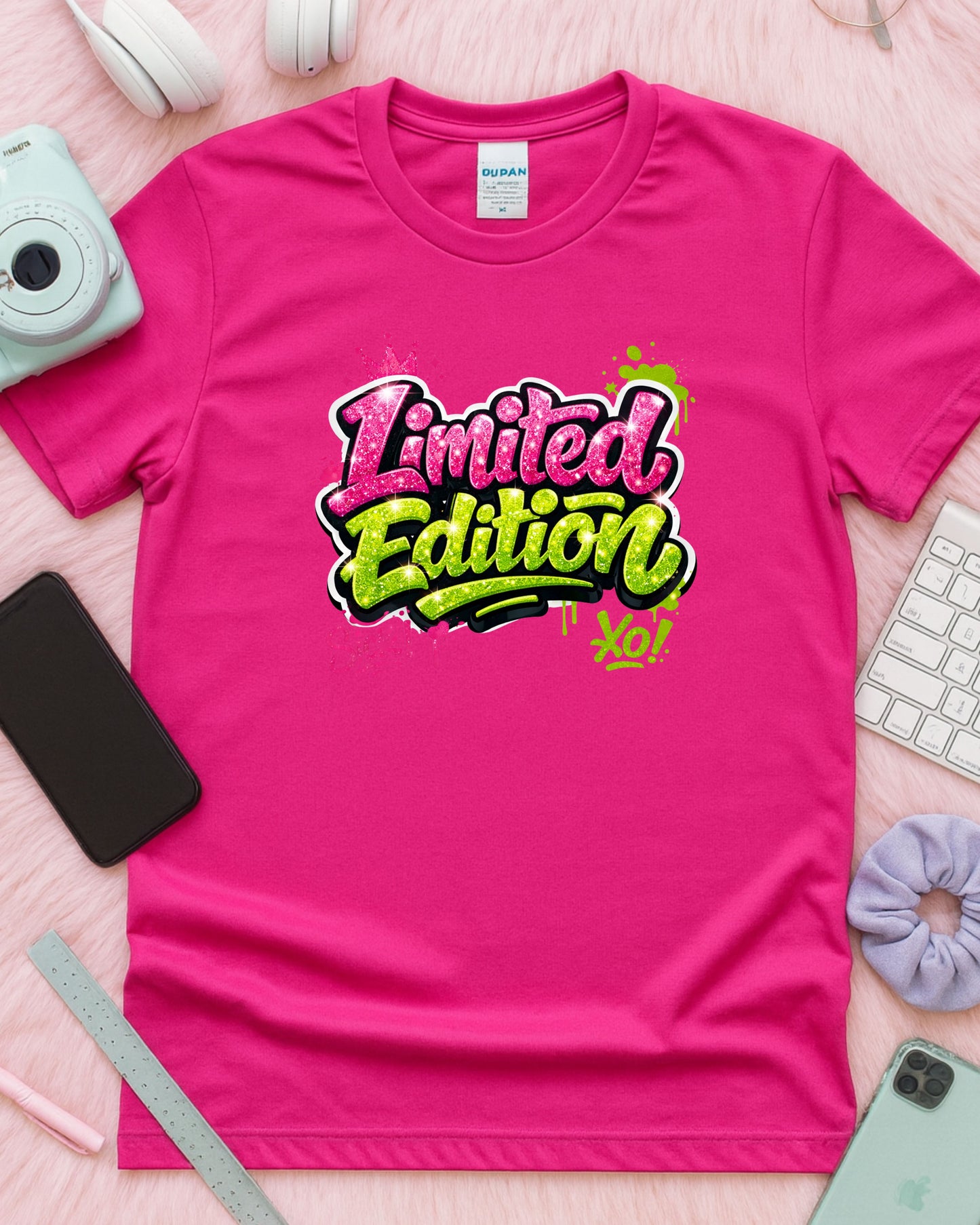 Limited Edition Shirt – Pink & Green Glitter Graffiti Graphic Tee
