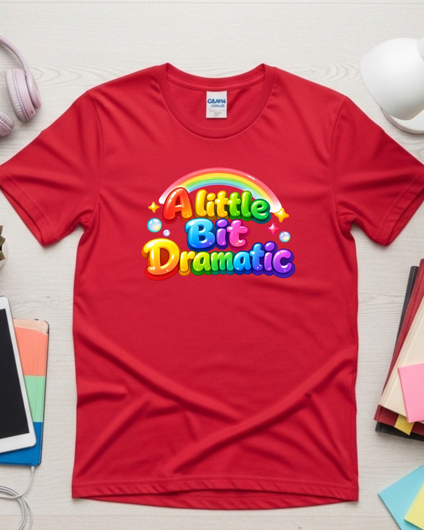 A Little Bit Dramatic Shirt – Rainbow Bubble Letter Graphic Tee