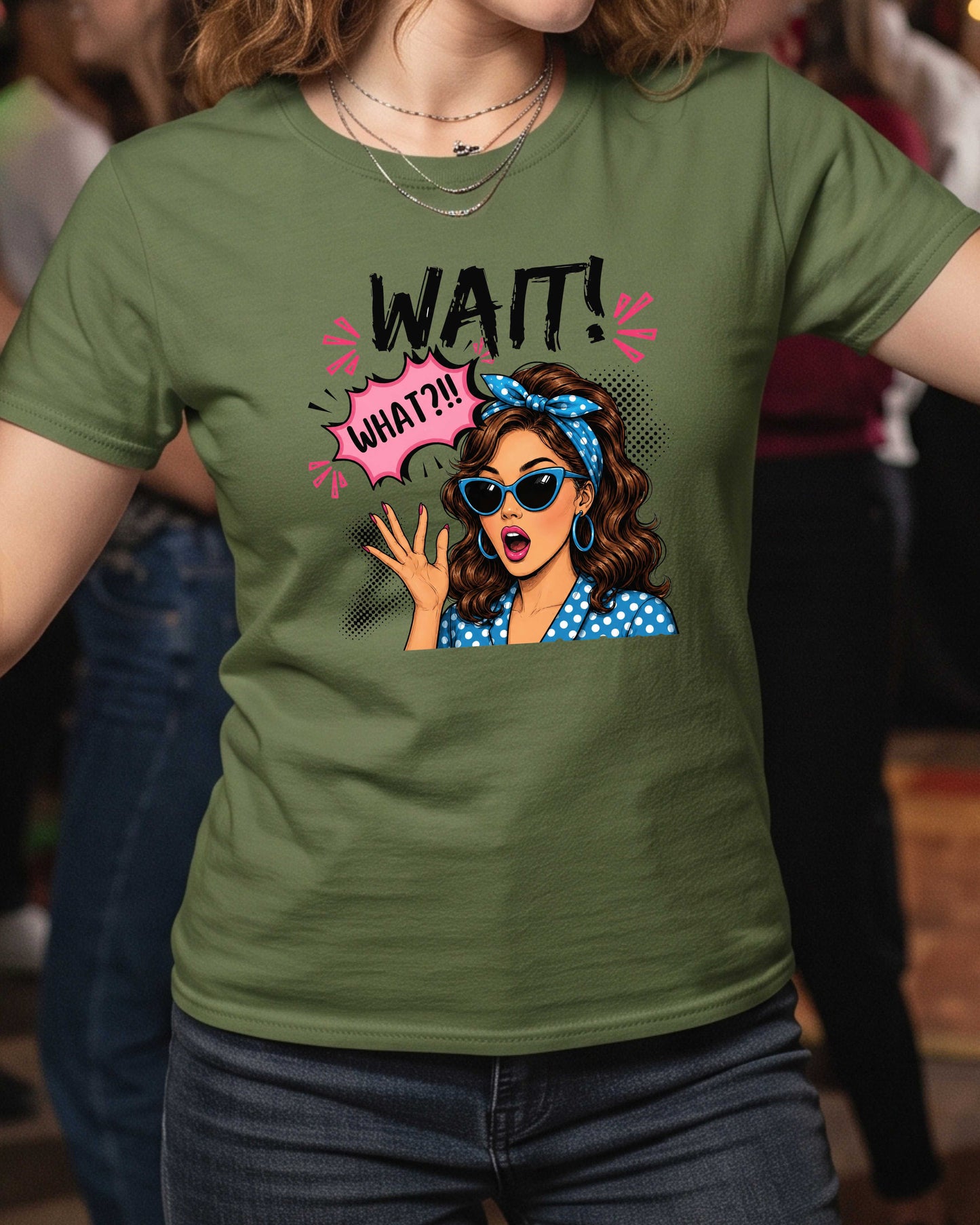 Wait What?! Funny Retro Woman T-Shirt