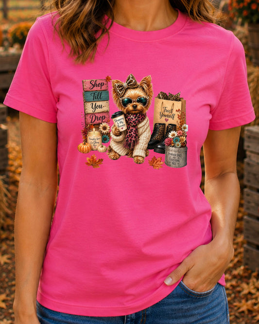 Autumn Yorkie Cute Fall Yorkshire Terrier T-Shirt