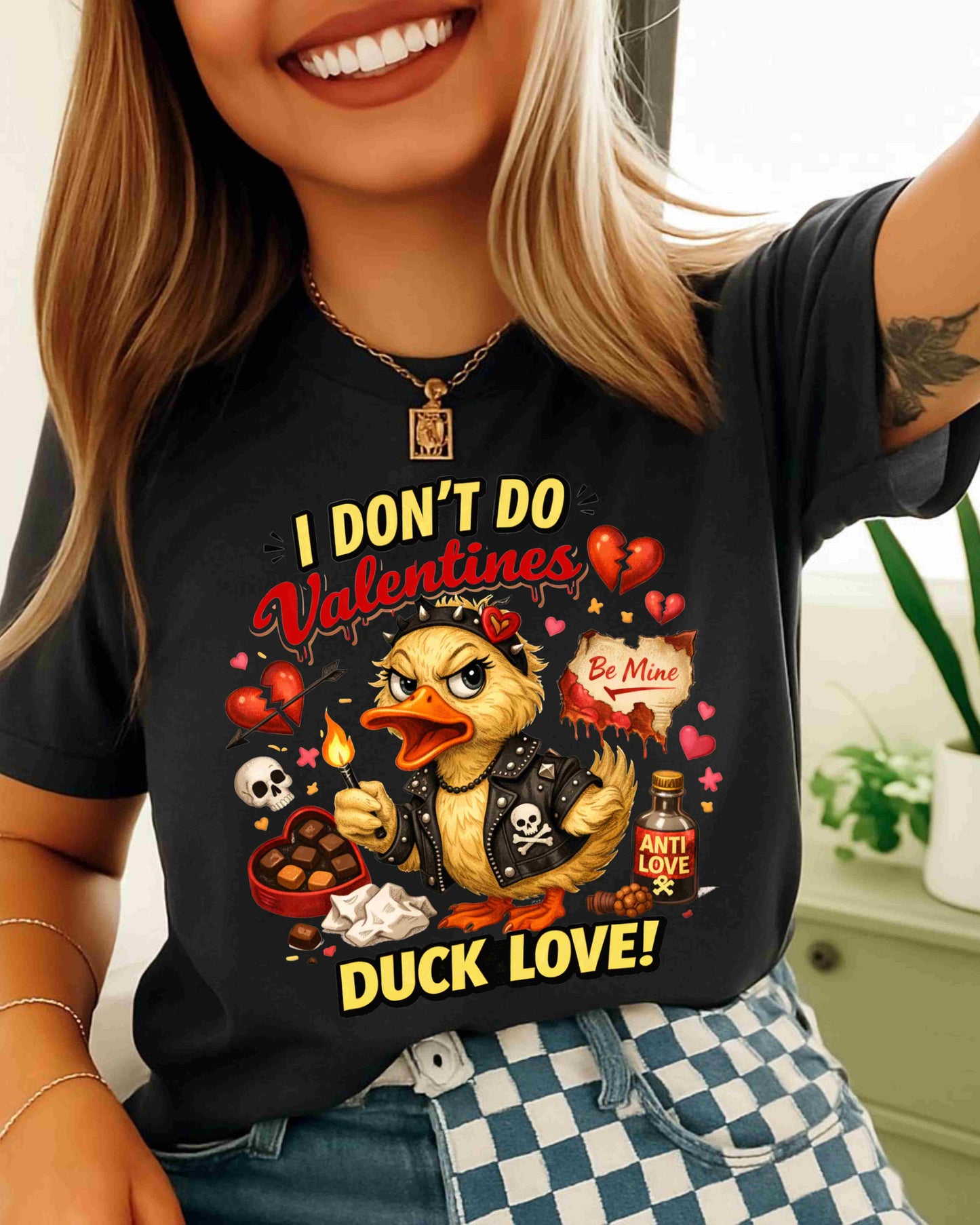 Rebellious Anti‑Valentine Duck Sticker – Edgy Punk Art for Singles & Anti‑Love Fans