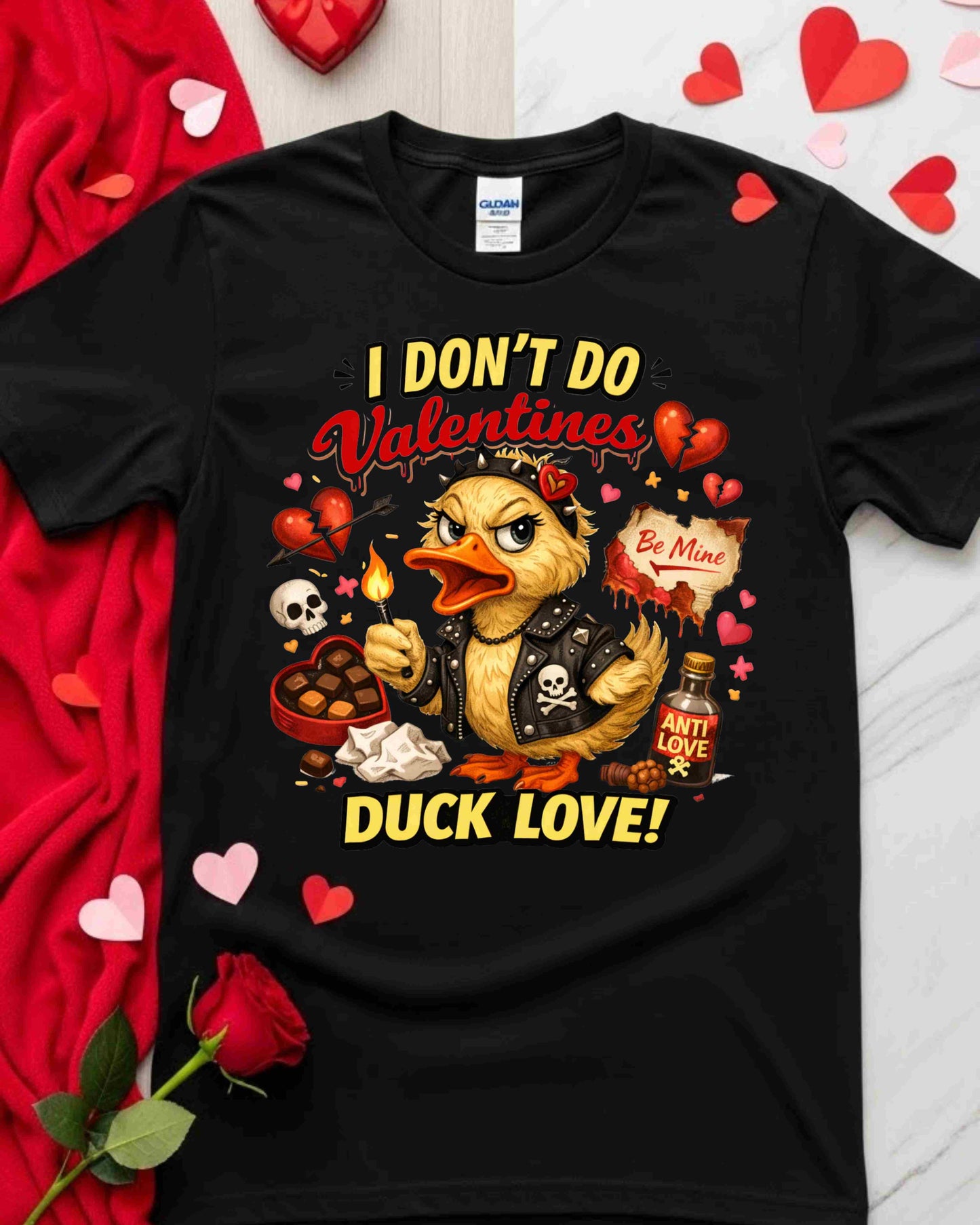 Rebellious Anti‑Valentine Duck Sticker – Edgy Punk Art for Singles & Anti‑Love Fans