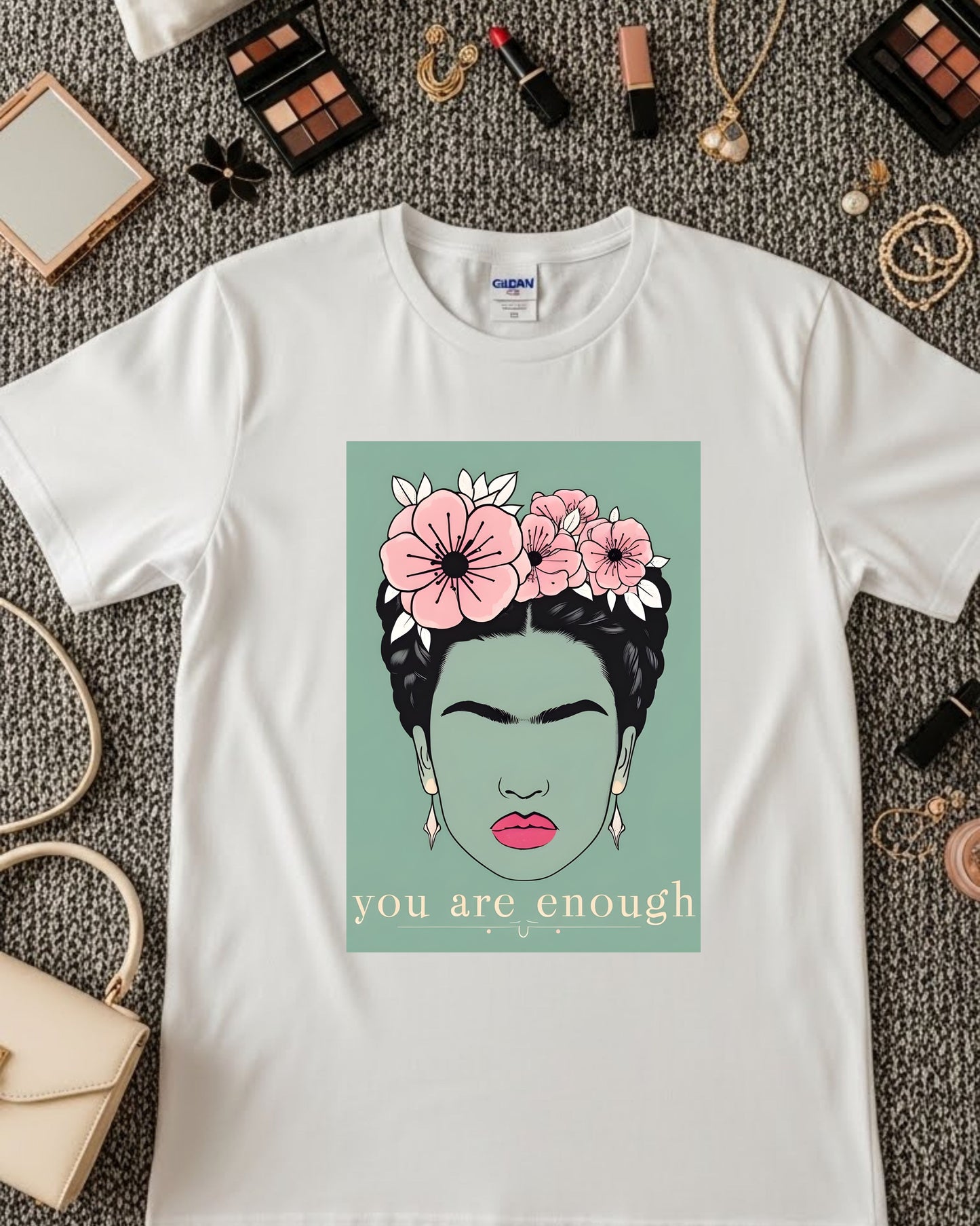 You Are Enough Shirt – Feminine Floral Face Graphic Tee for Women & Teens – Empowering Self‑Love T‑Shirt, Positive Affirmation Aesthetic Top