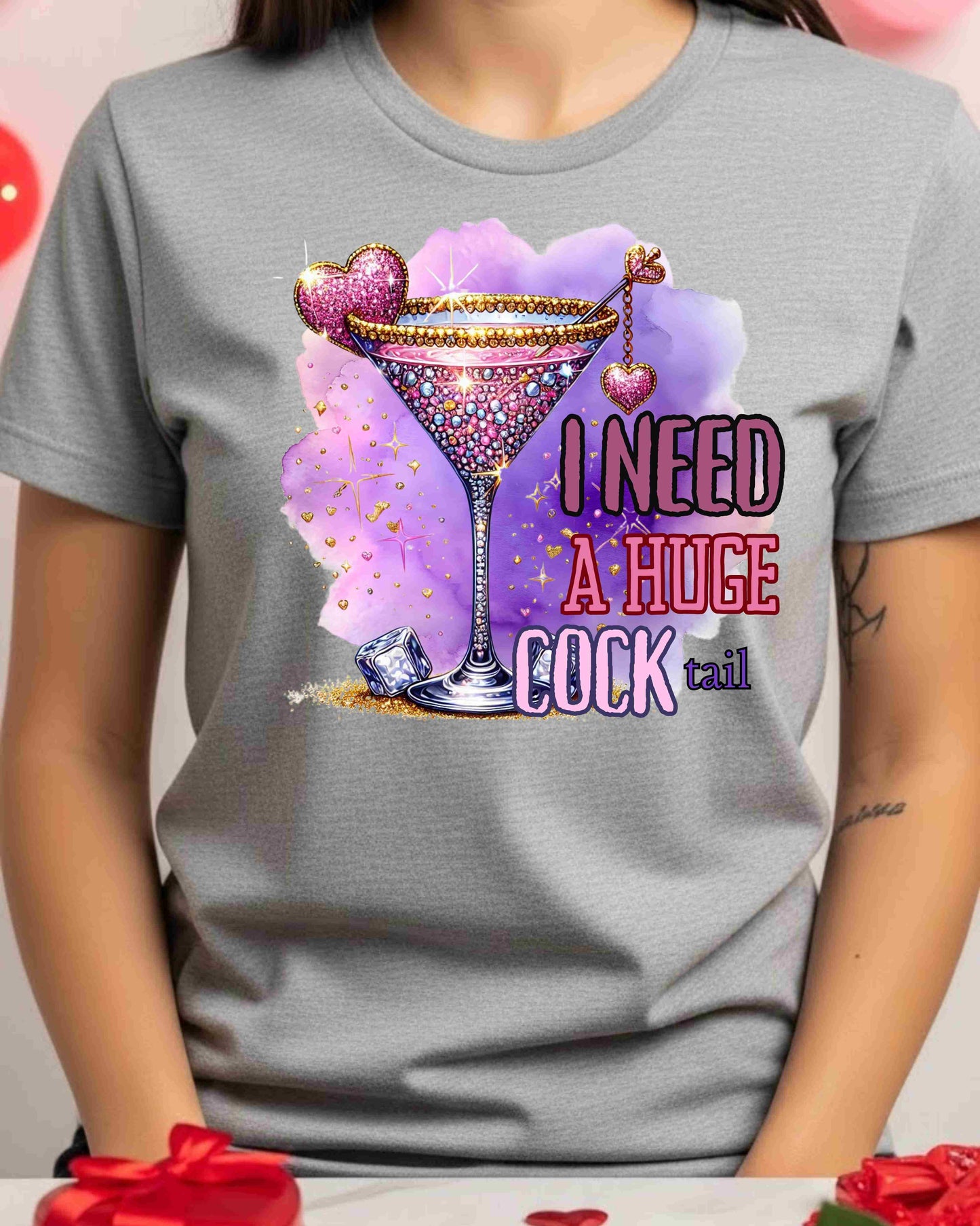 I Need a Huge COCKtail Tee, Girls Night Out, Bachelorette Party, Funny Cocktail Graphic, Sassy Adult Humour