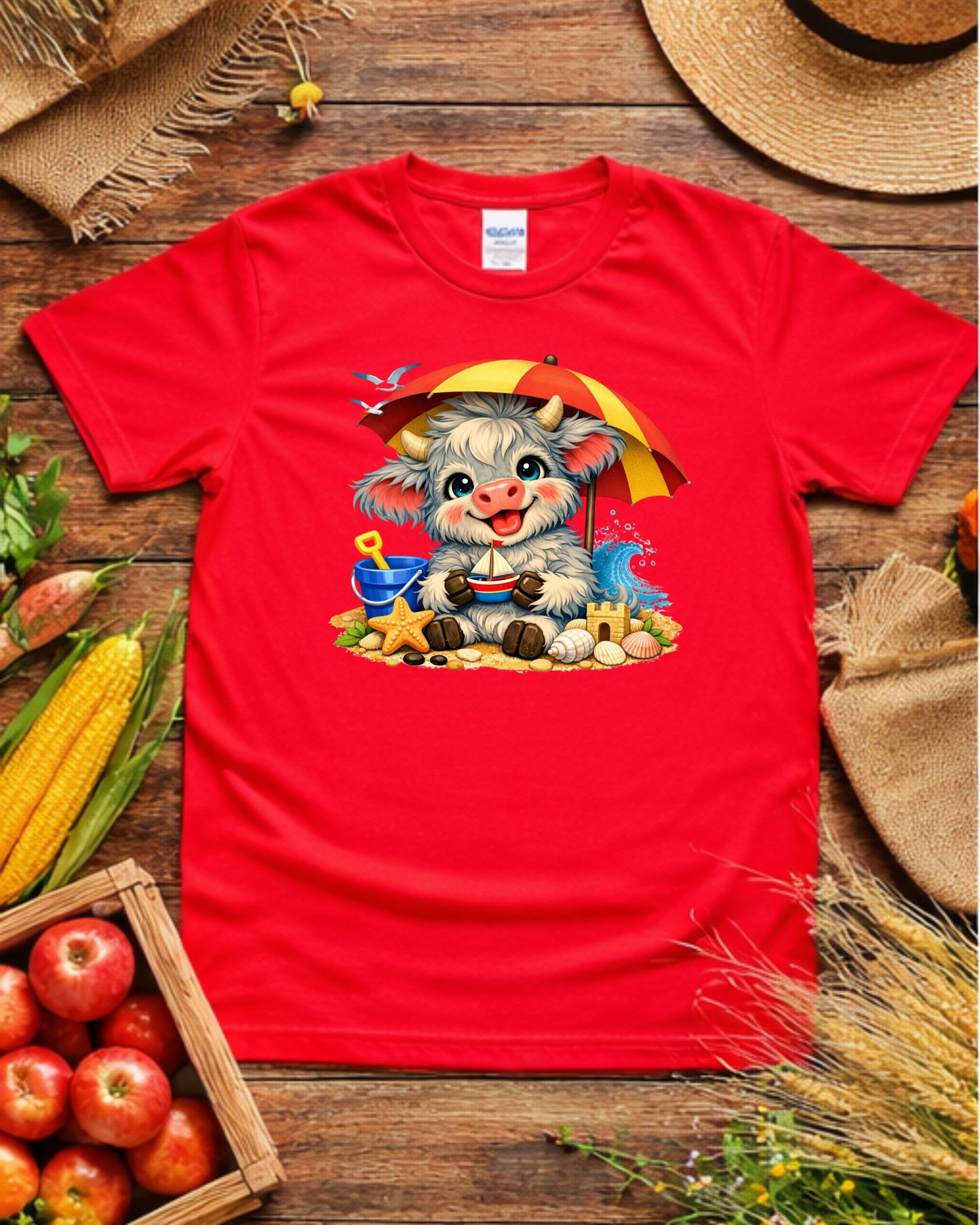 Beach Cow Clipart – Cute Summer Cow, Kawaii Beach Animal Illustration, Coastal Cow Art for Sublimation & Kids Decor