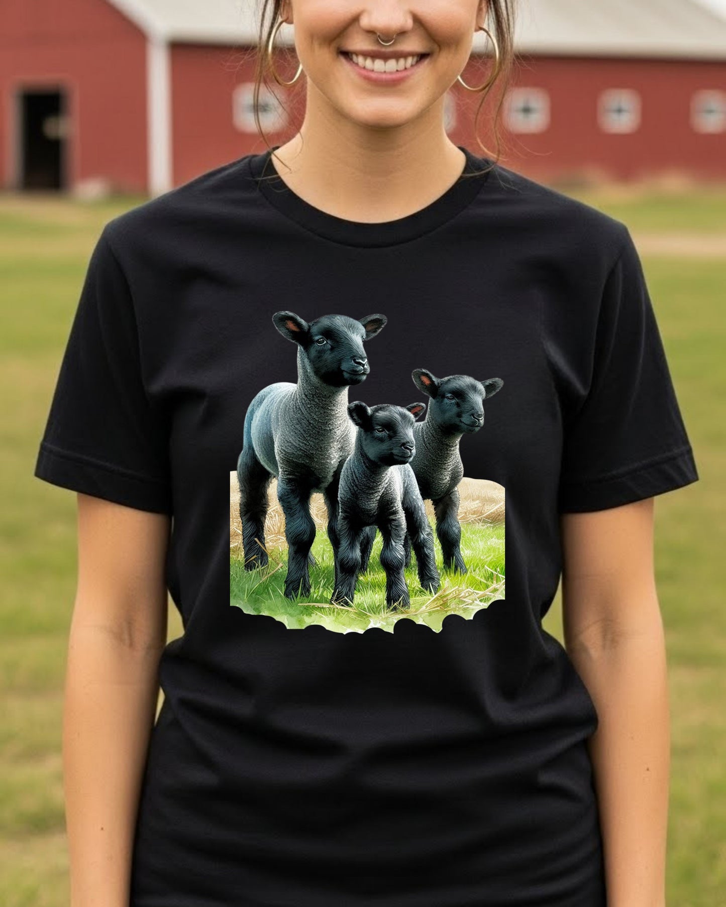 Three Lambs Shirt – Cute Farm Animal Graphic Tee for Women & Kids – Pastel Spring Lamb T‑Shirt, Country Cottage core Top, Farm Life Aesthetic