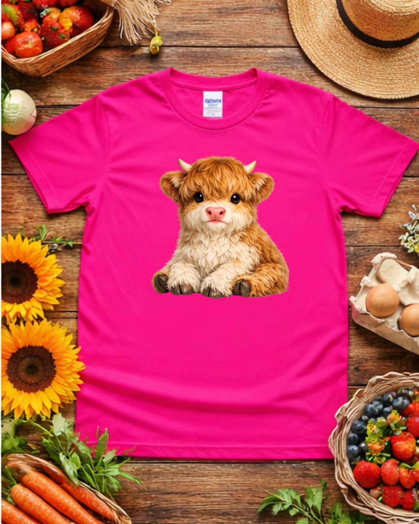 Cute Baby Highland Cow Clipart – Fluffy Calf PNG, Highland Cow Illustration, Sublimation Design