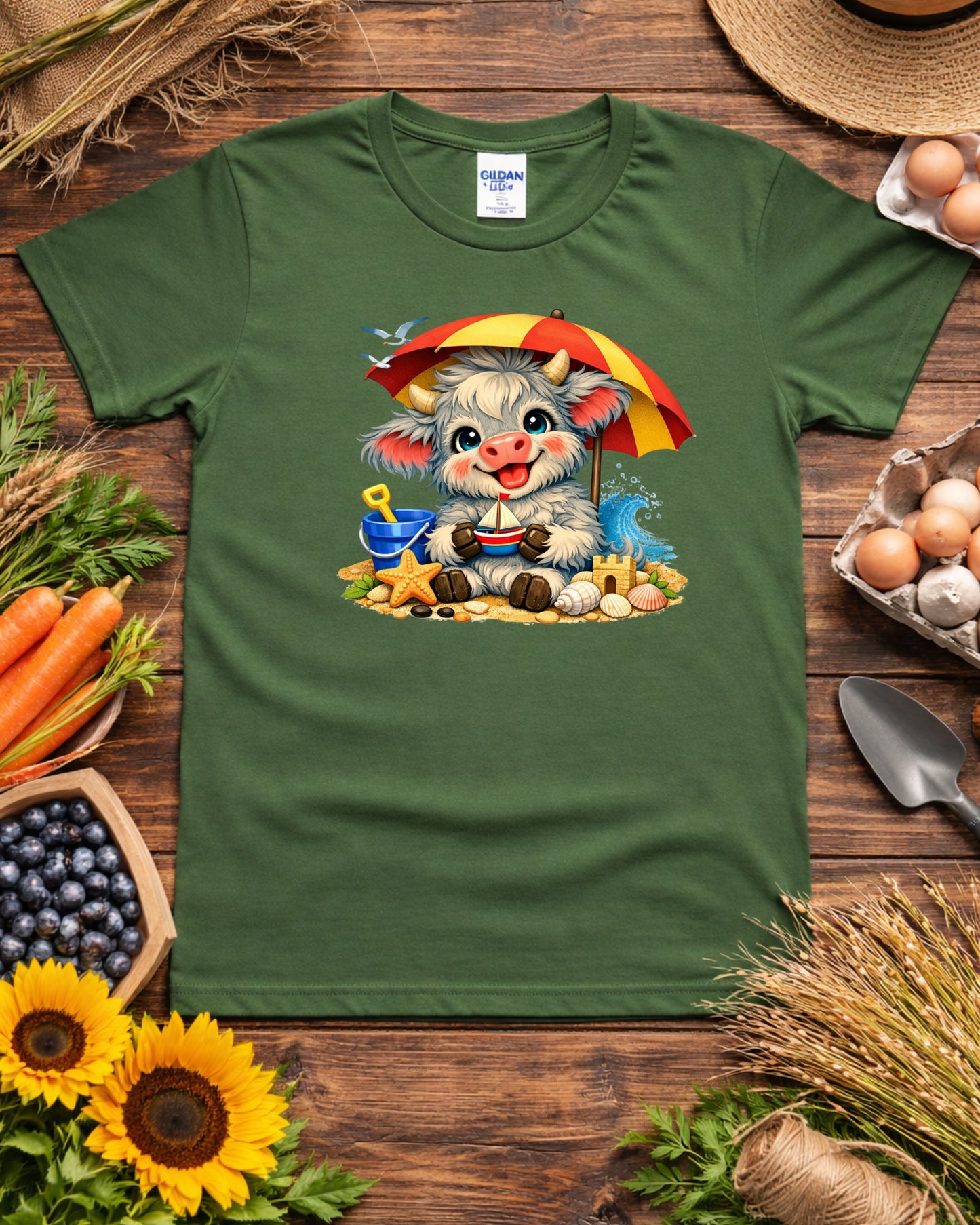 Beach Cow Clipart – Cute Summer Cow, Kawaii Beach Animal Illustration, Coastal Cow Art for Sublimation & Kids Decor