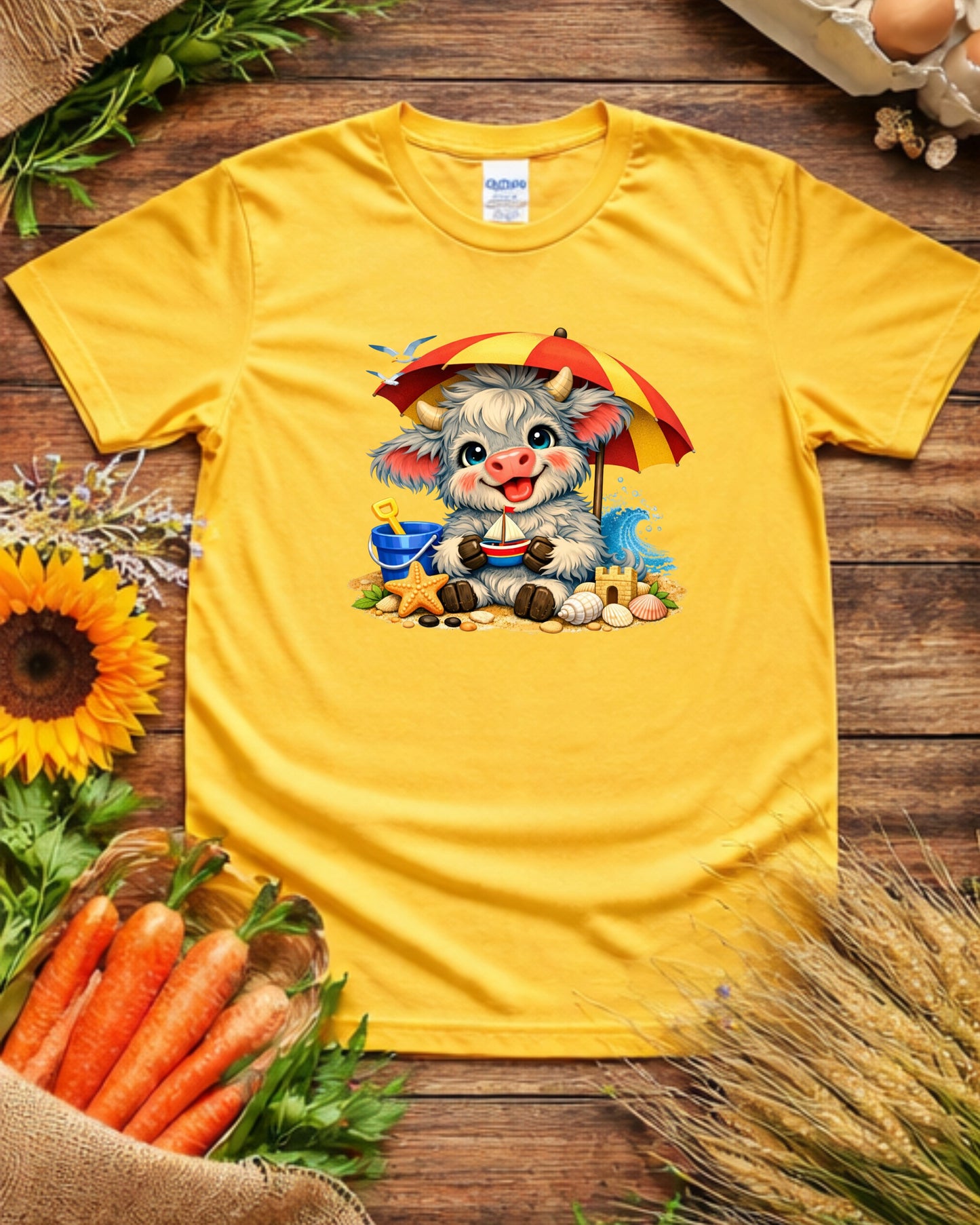 Beach Cow Clipart – Cute Summer Cow, Kawaii Beach Animal Illustration, Coastal Cow Art for Sublimation & Kids Decor