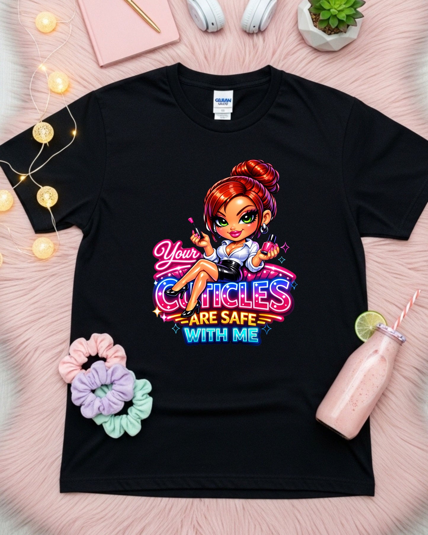Your Cuticles Are Safe With Me Shirt Funny Nail Tech Tee Cute Manicurist T‑Shirt Salon Nail Artist Graphic Top Beauty Pro Gift