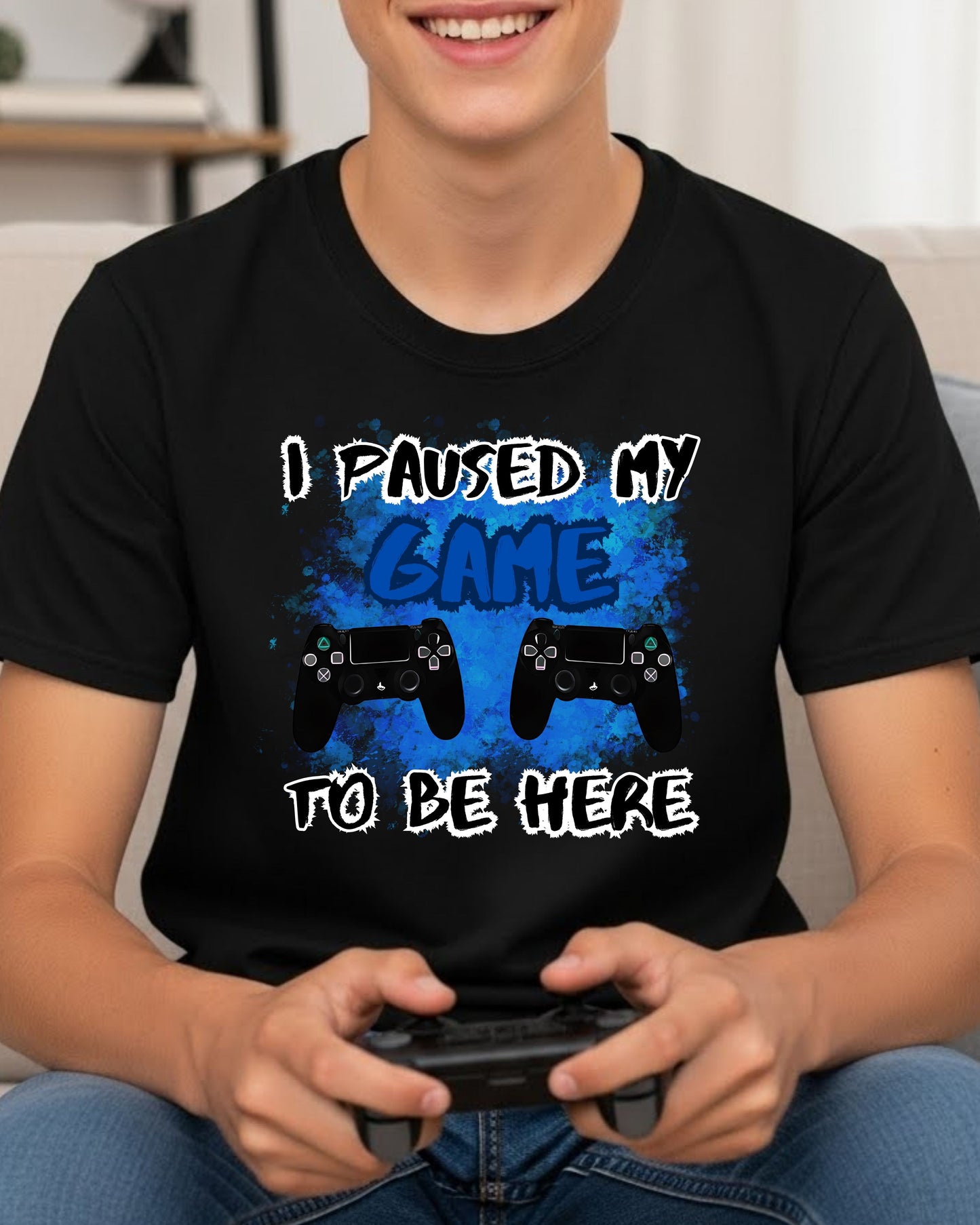I Paused My Game to Be Here Shirt – Funny Gamer Tee for Men & Teens – Video Game Controller Graphic T‑Shirt, Gaming Humour Gift for Players