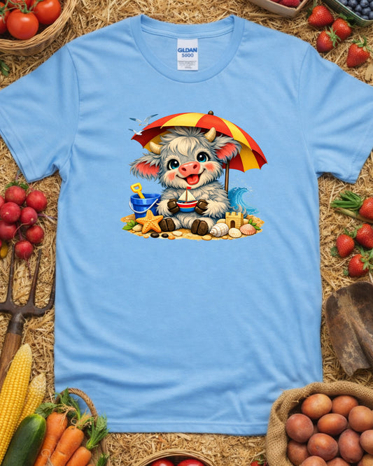 Beach Cow Clipart – Cute Summer Cow, Kawaii Beach Animal Illustration, Coastal Cow Art for Sublimation & Kids Decor