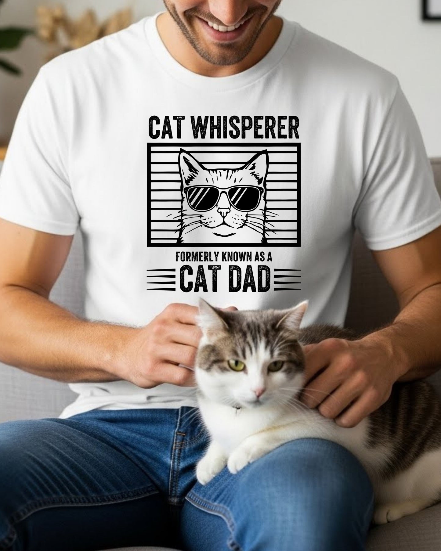 Cat Whisperer Shirt – Funny Cat Dad Tee for Men & Pet Lovers – Cool Sunglasses Cat Graphic, Humorous Cat Parent T‑Shirt, Gift for Cat Owners
