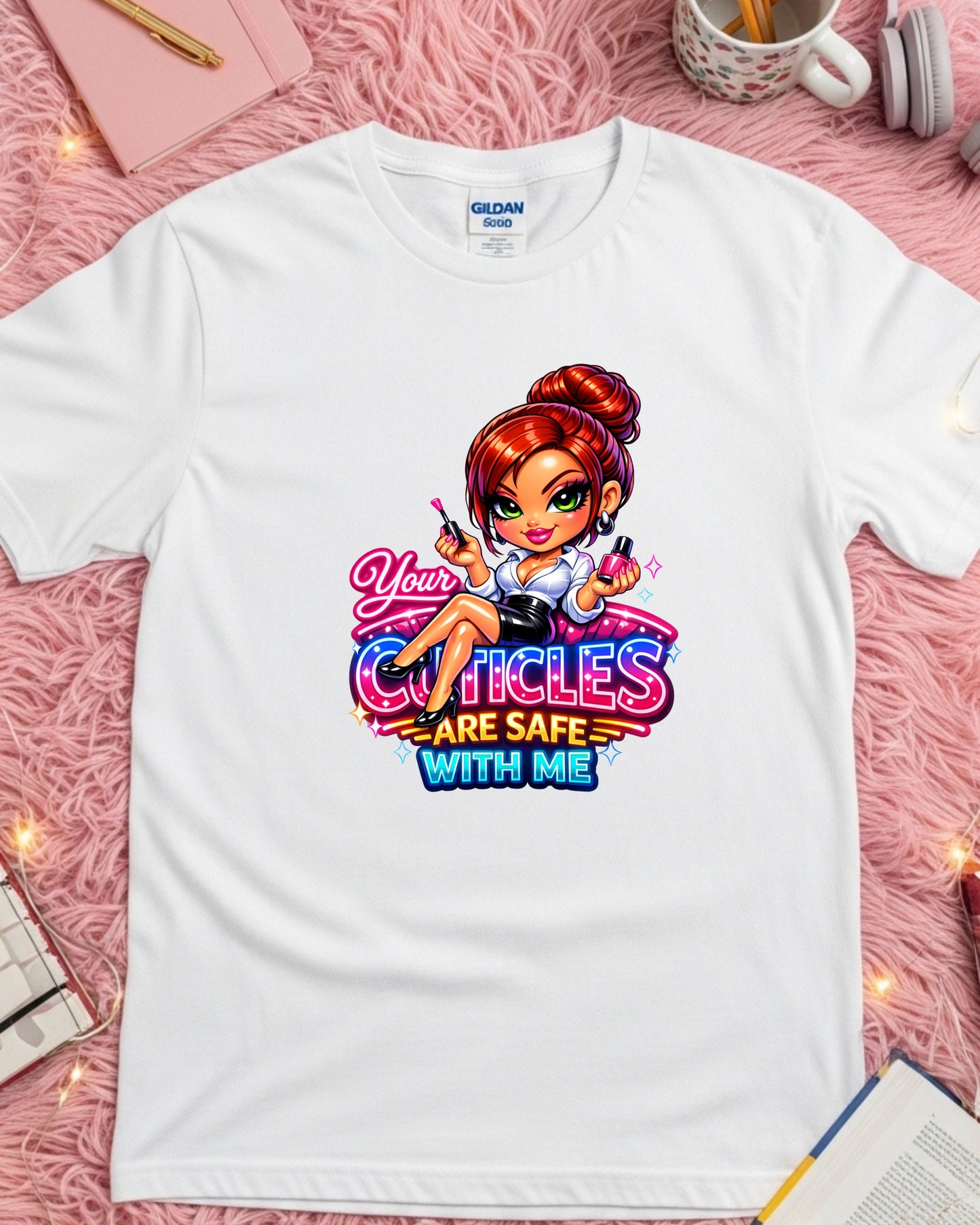 Your Cuticles Are Safe With Me Shirt Funny Nail Tech Tee Cute Manicurist T‑Shirt Salon Nail Artist Graphic Top Beauty Pro Gift