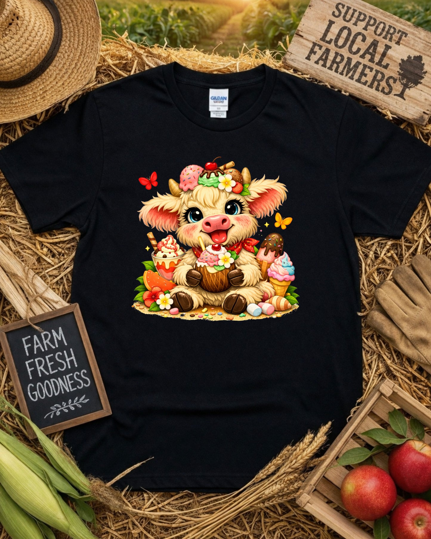 Cute Dessert Cow Clipart – Kawaii Ice Cream Cow, Sweet Treats Cow Illustration, Pastel Art , Kids Decor