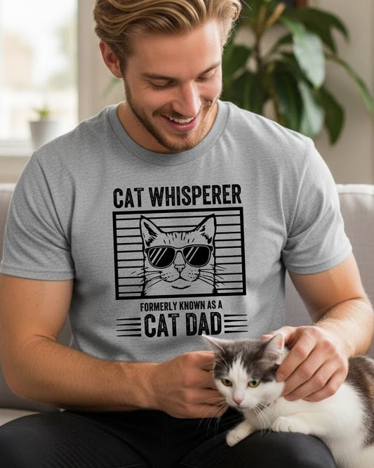 Cat Whisperer Shirt – Funny Cat Dad Tee for Men & Pet Lovers – Cool Sunglasses Cat Graphic, Humorous Cat Parent T‑Shirt, Gift for Cat Owners
