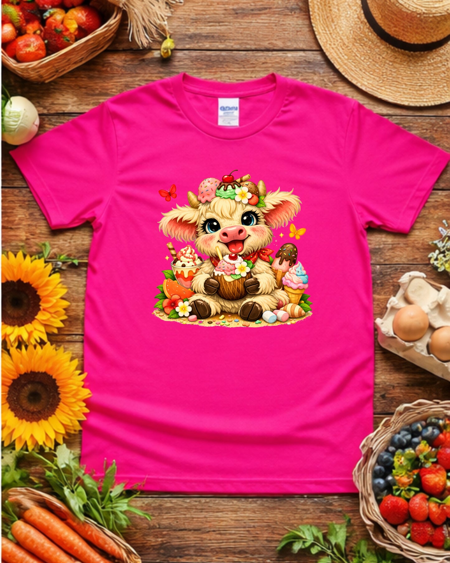 Cute Dessert Cow Clipart – Kawaii Ice Cream Cow, Sweet Treats Cow Illustration, Pastel Art , Kids Decor