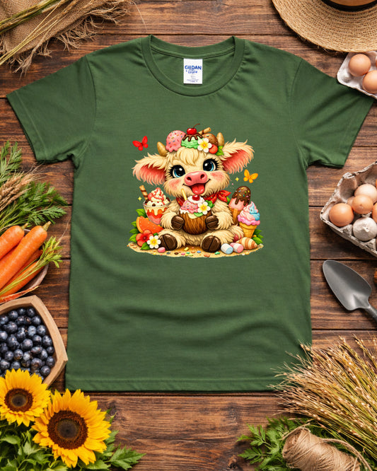 Cute Dessert Cow Clipart – Kawaii Ice Cream Cow, Sweet Treats Cow Illustration, Pastel Art , Kids Decor