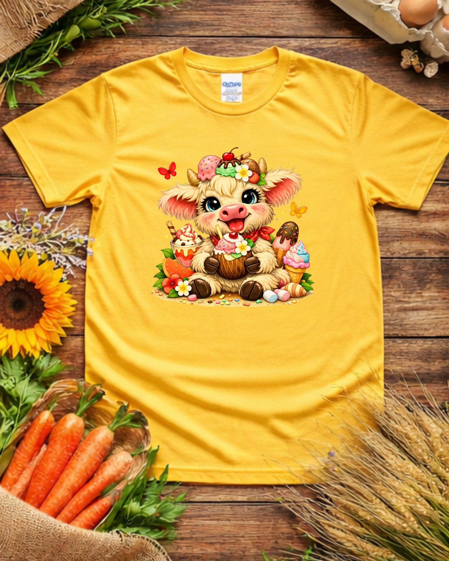 Cute Dessert Cow Clipart – Kawaii Ice Cream Cow, Sweet Treats Cow Illustration, Pastel Art , Kids Decor