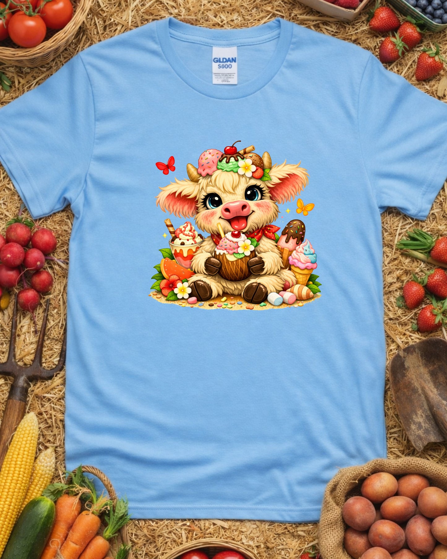 Cute Dessert Cow Clipart – Kawaii Ice Cream Cow, Sweet Treats Cow Illustration, Pastel Art , Kids Decor