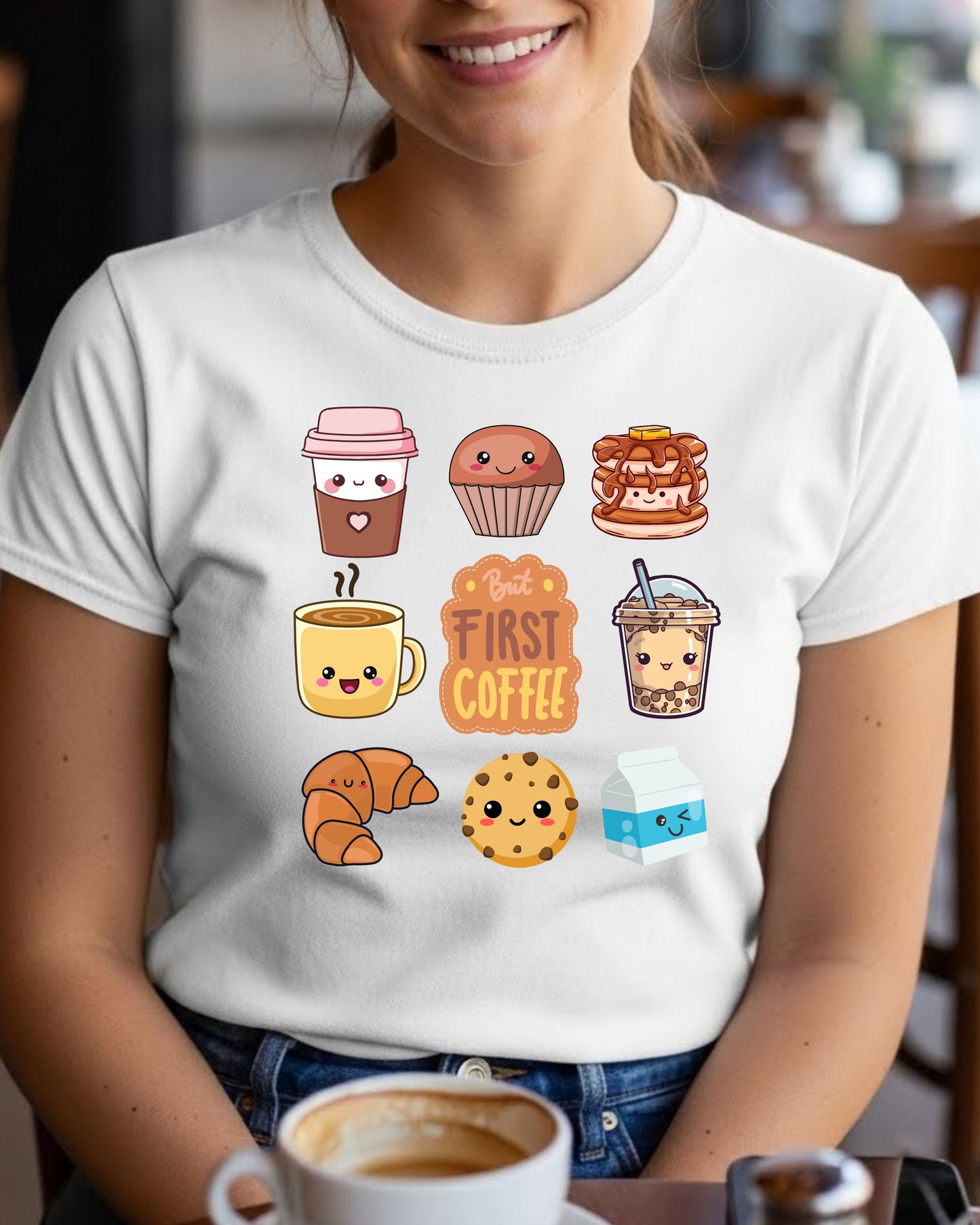 But First Coffee Kawaii Breakfast Squad Woman's T-Shirt