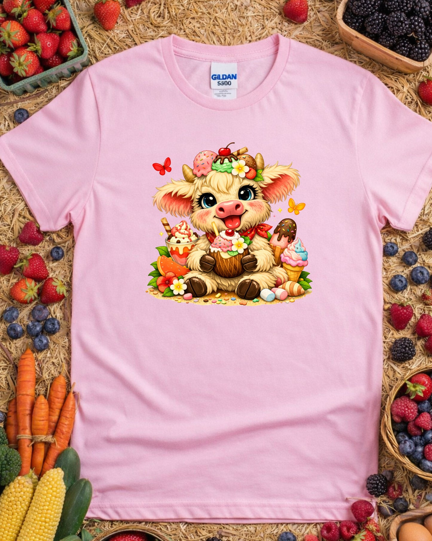 Cute Dessert Cow Clipart – Kawaii Ice Cream Cow, Sweet Treats Cow Illustration, Pastel Art , Kids Decor