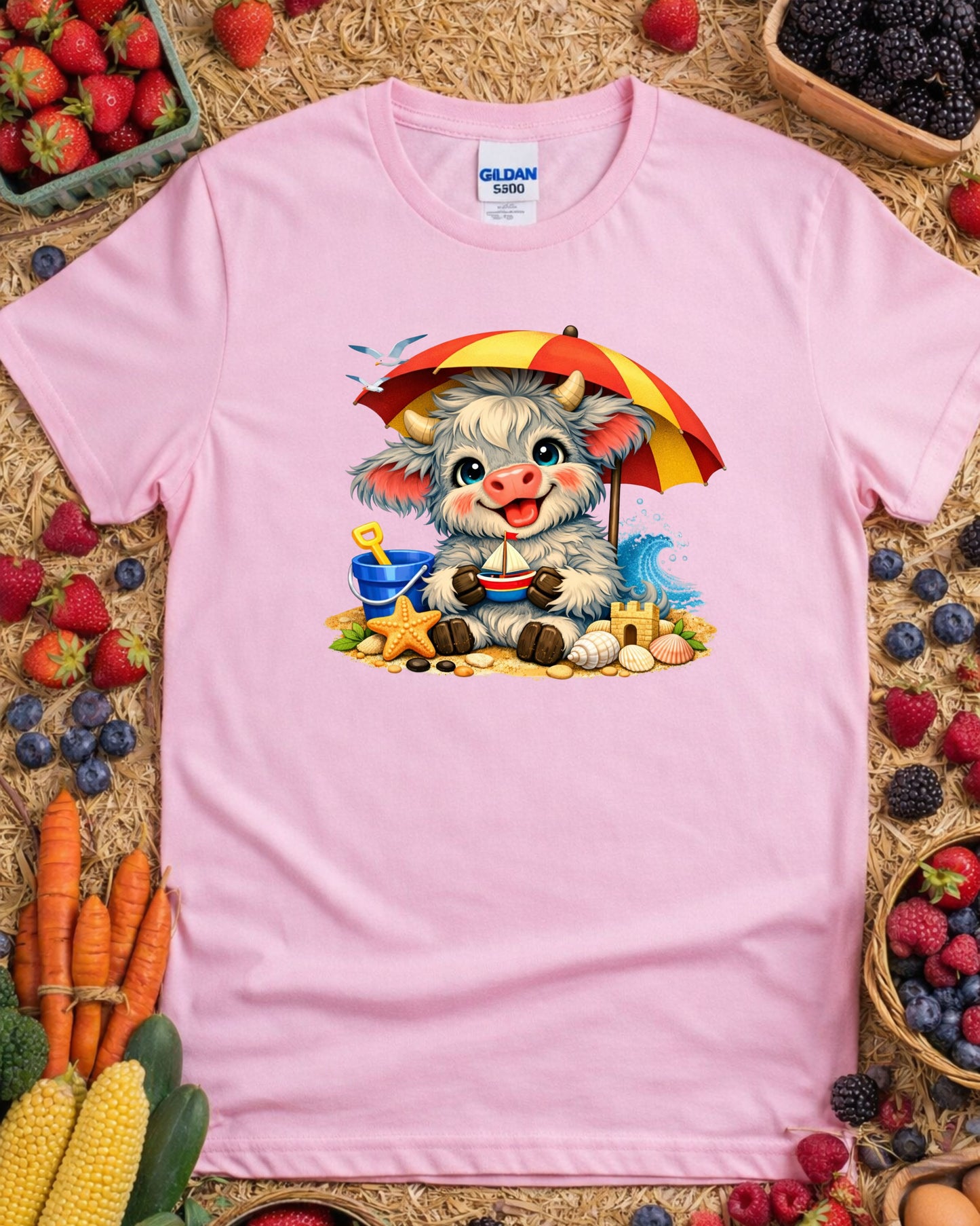 Beach Cow Clipart – Cute Summer Cow, Kawaii Beach Animal Illustration, Coastal Cow Art for Sublimation & Kids Decor