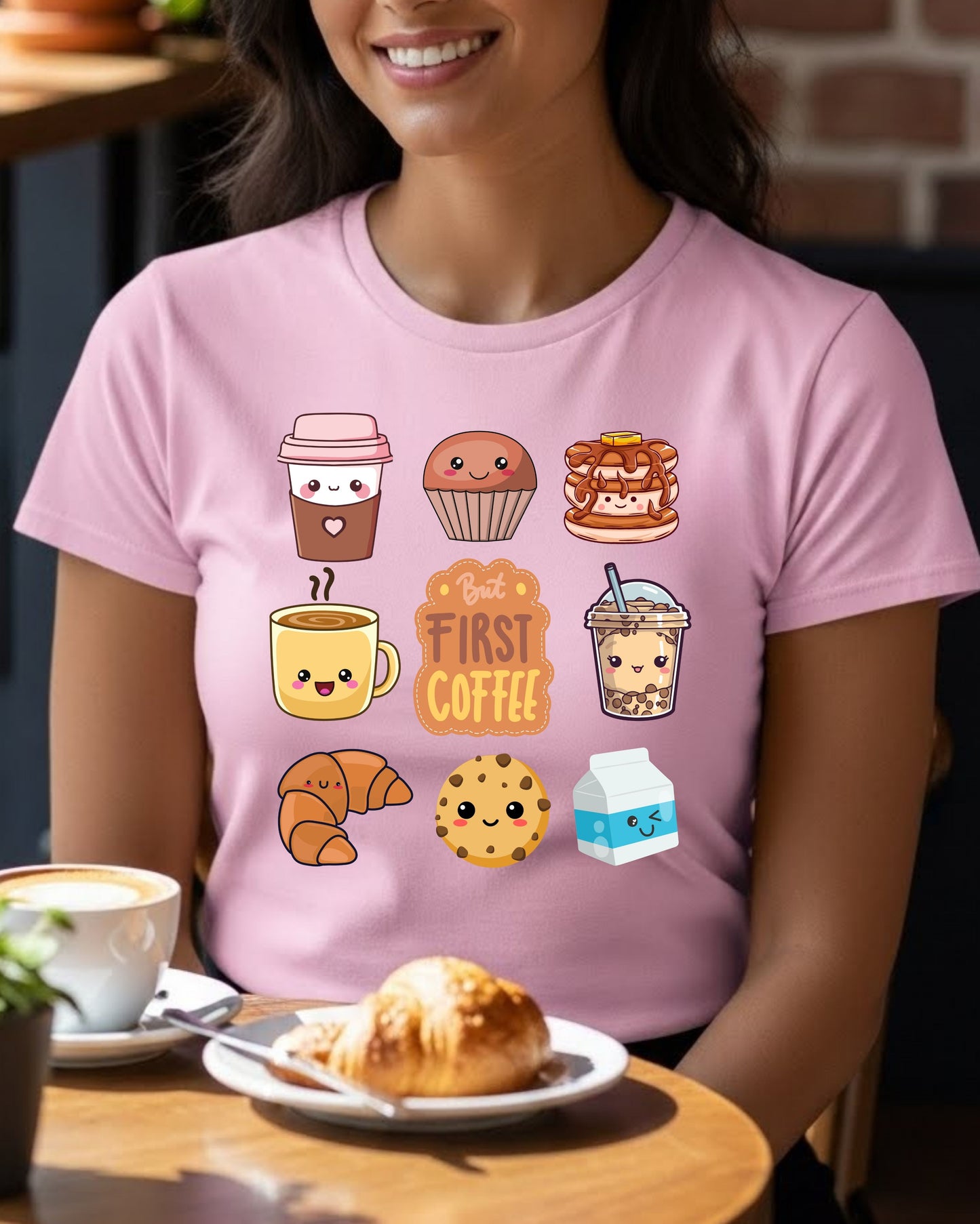 But First Coffee Kawaii Breakfast Squad Woman's T-Shirt