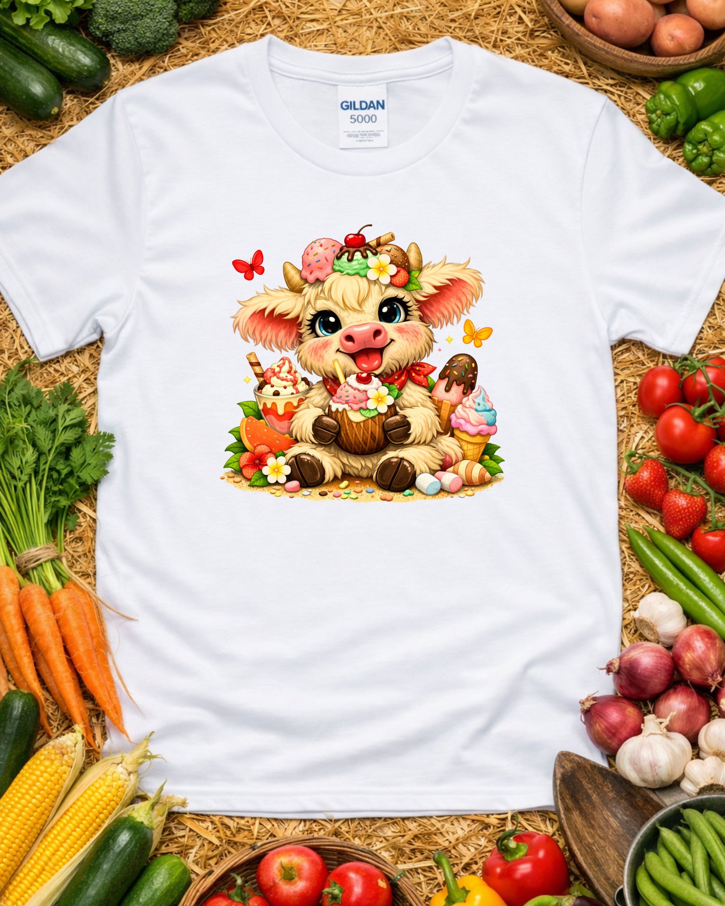 Cute Dessert Cow Clipart – Kawaii Ice Cream Cow, Sweet Treats Cow Illustration, Pastel Art , Kids Decor